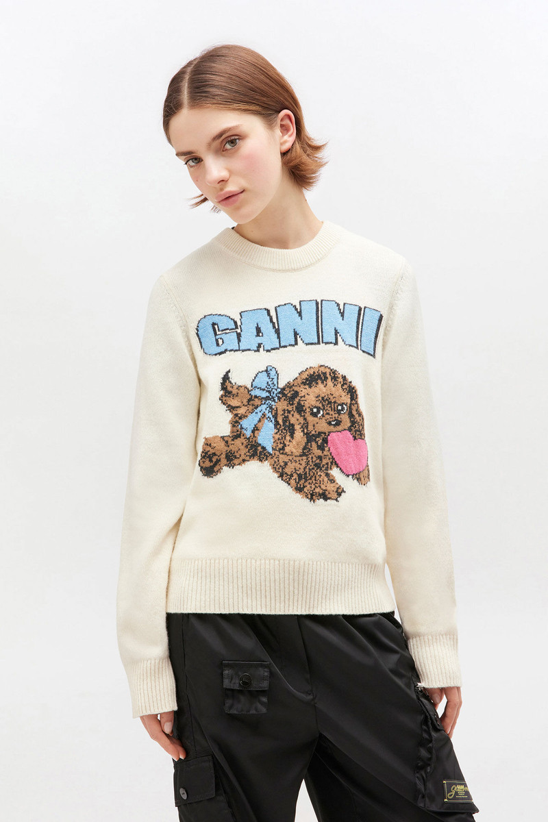 GANNI IVORY PUPPY WOOL SWEATER outlook
