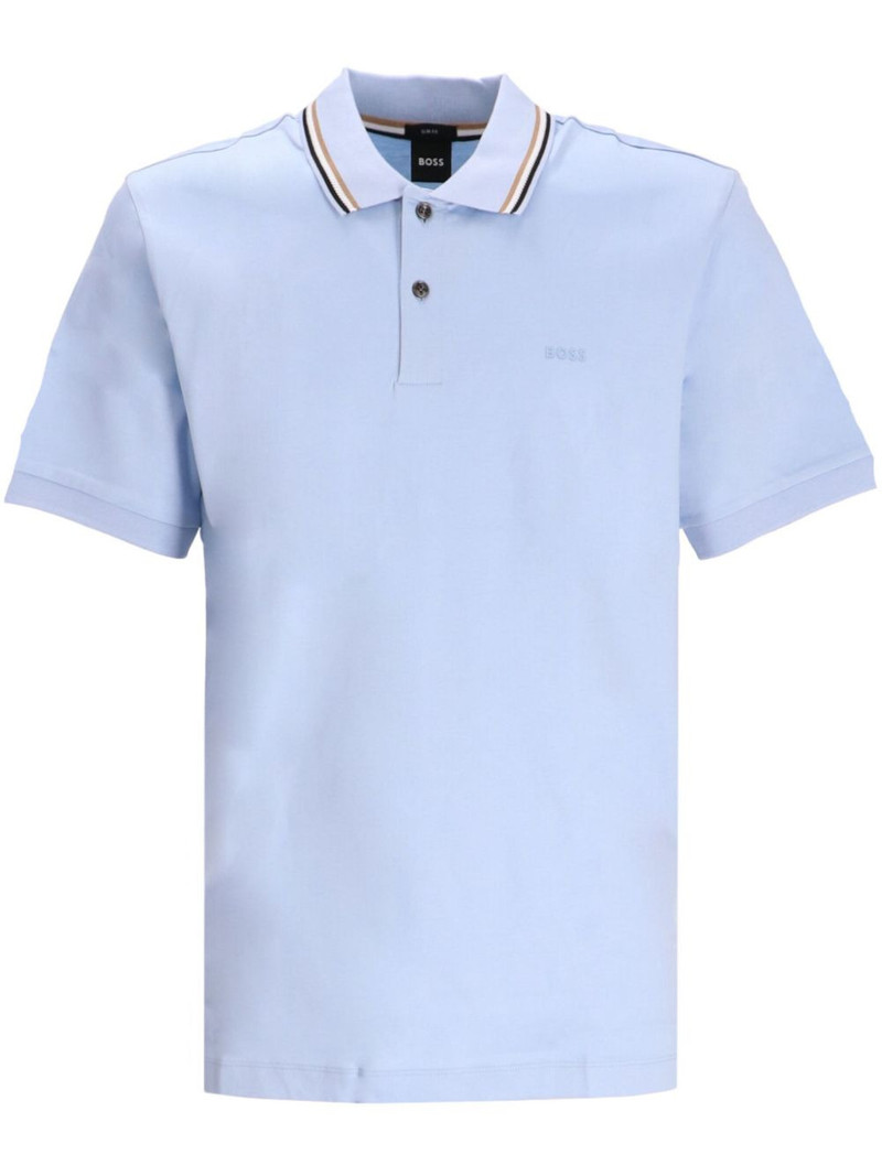 stripe-trimmed cotton polo shirt 1