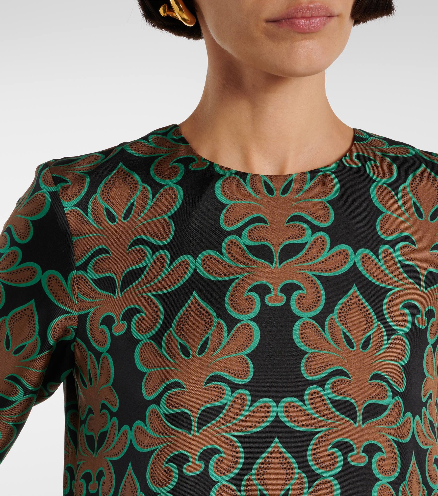 Swing printed silk twill midi dress - 4
