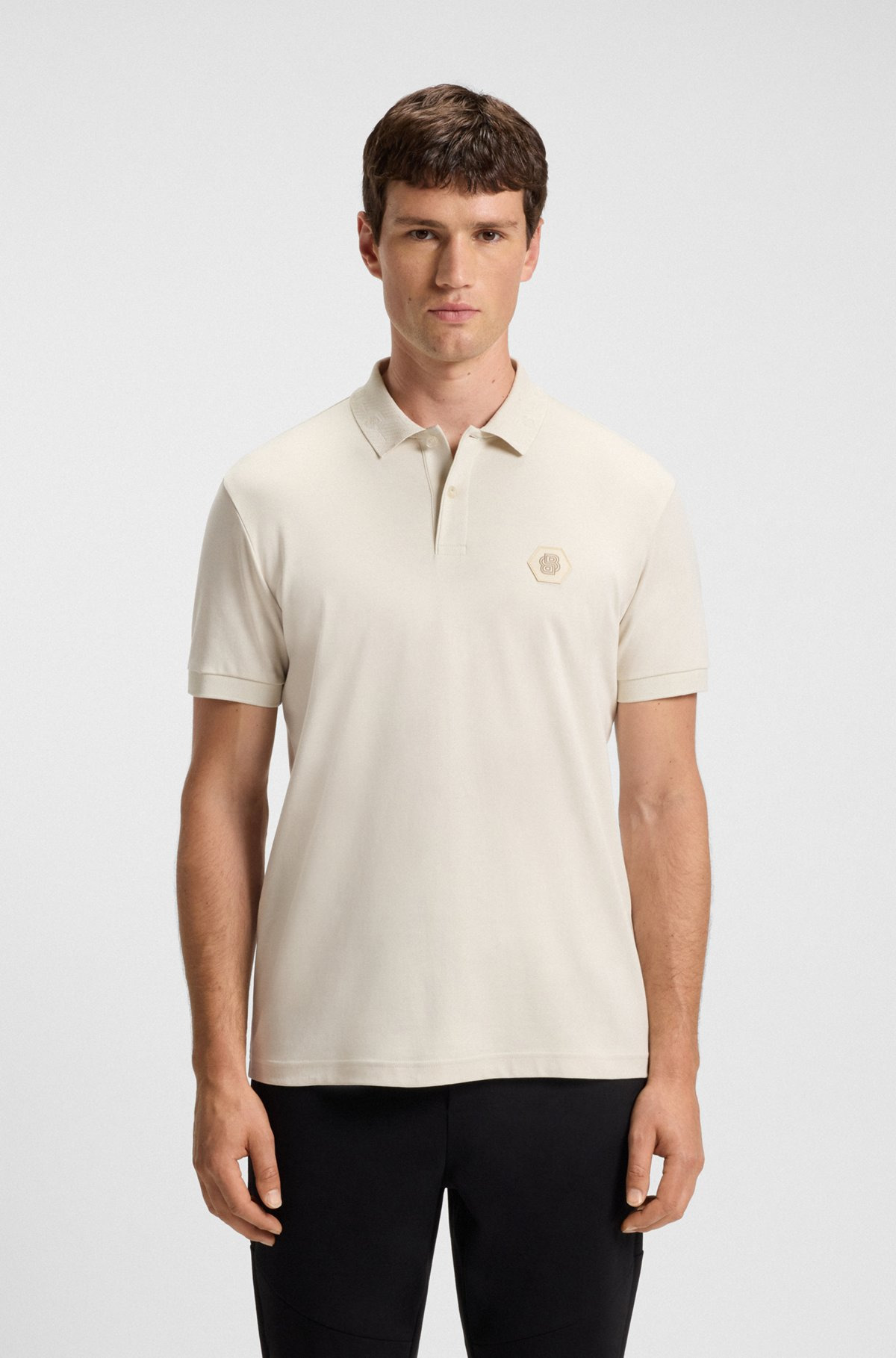PIMA-COTTON POLO SHIRT WITH DOUBLE B MONOGRAM - 2