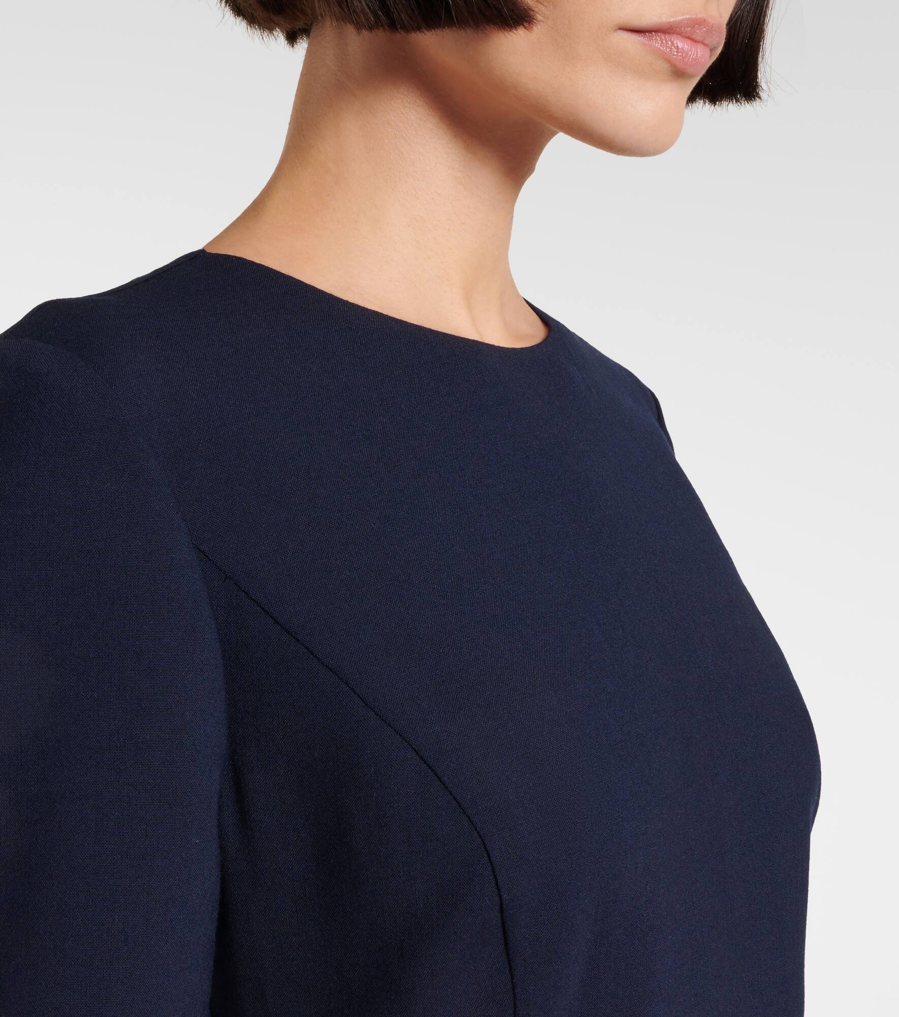Pleated wool-blend midi dress - 4