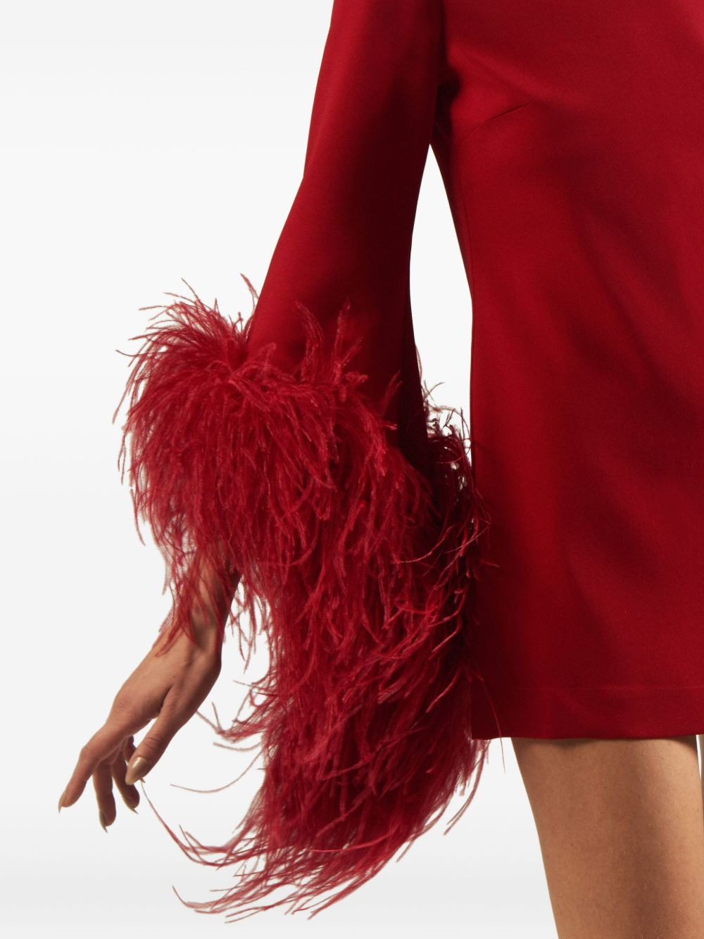 feather-cuff mini dress - 4