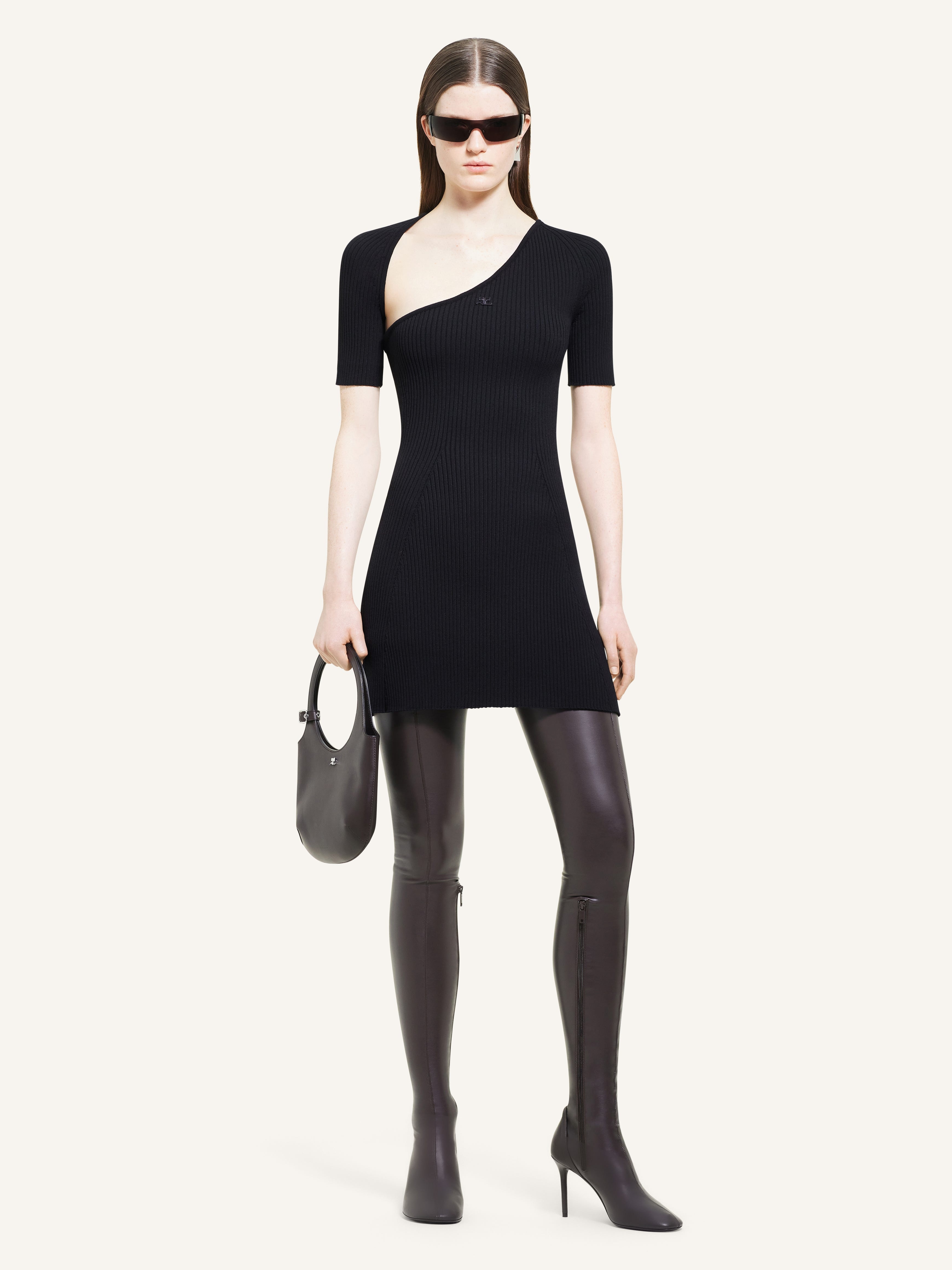 MINI SLASH RIB KNIT DRESS - 2