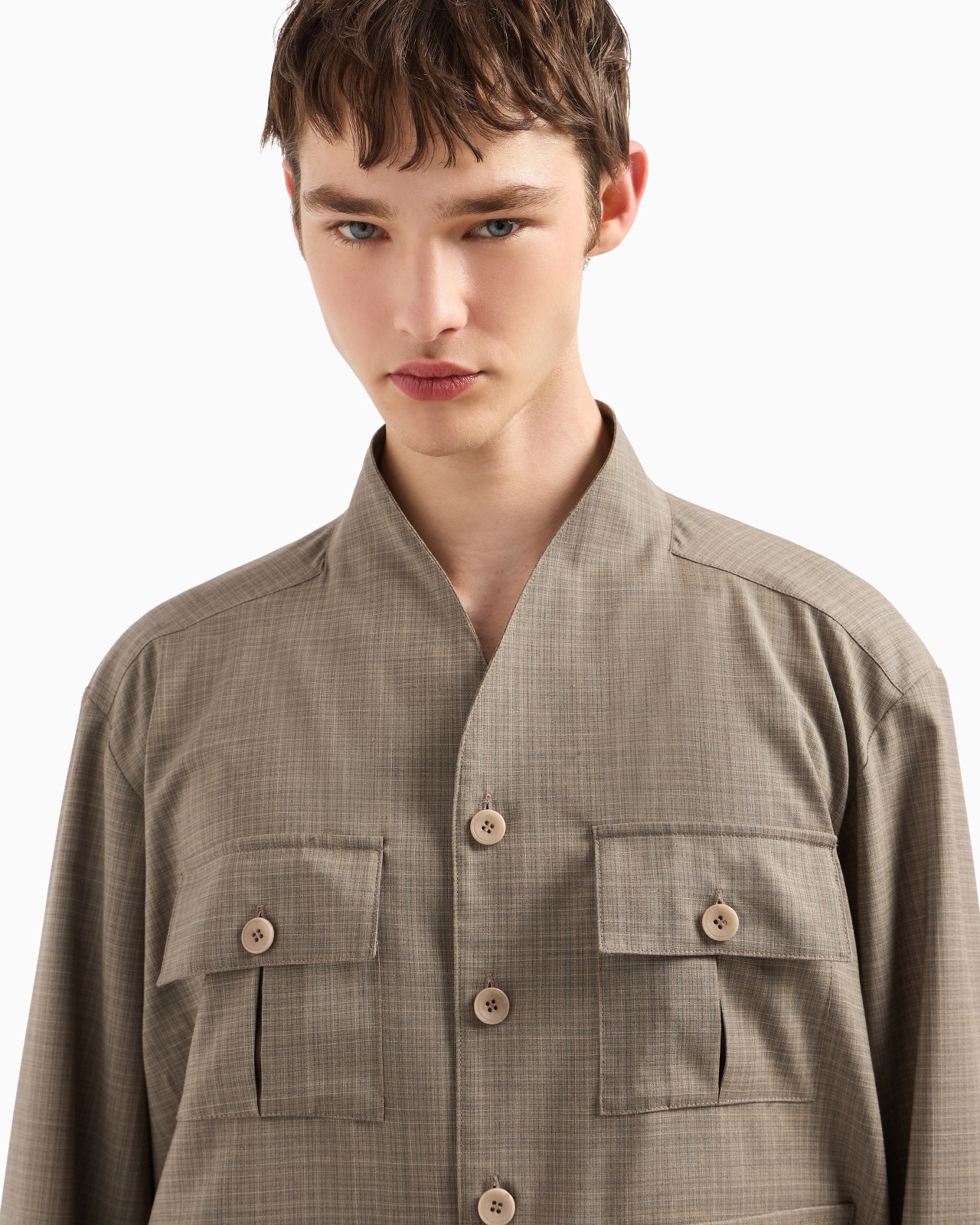 SHIRT JACKET IN TROPICAL LIGHT WOOL CANVAS - 5
