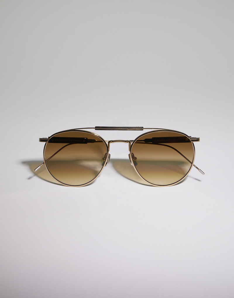 Sartorial Sunset gold-plated titanium and horn sunglasses 1
