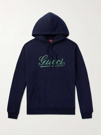 GUCCI Logo-Embroidered Cotton-Jersey Hoodie - 788771XJGQK | REVERSIBLE