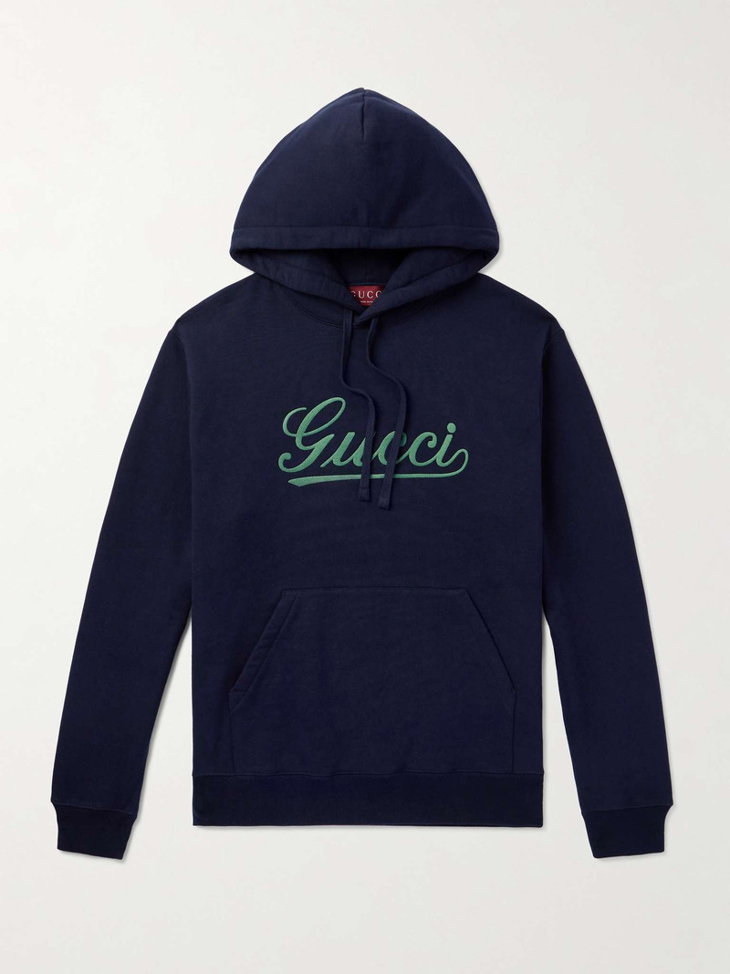GUCCI Logo-Embroidered Cotton-Jersey Hoodie - 788771XJGQK | REVERSIBLE