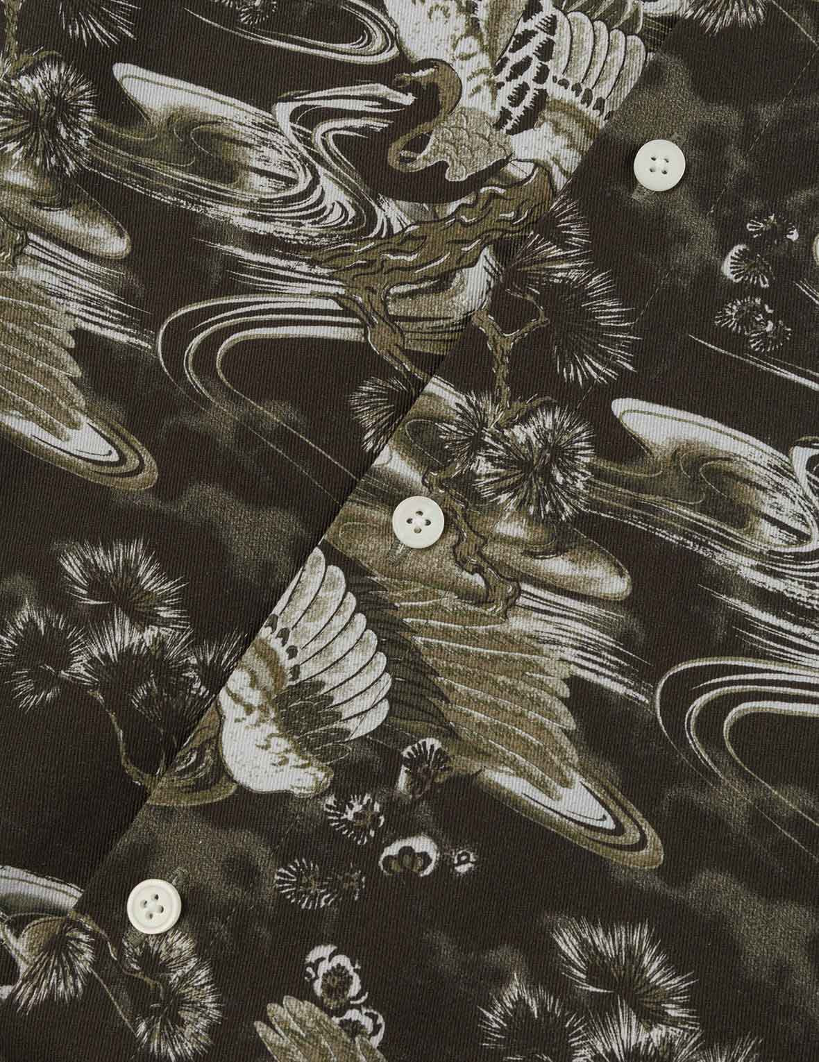 Allover Crane Print Relax Fit Shirt - 6