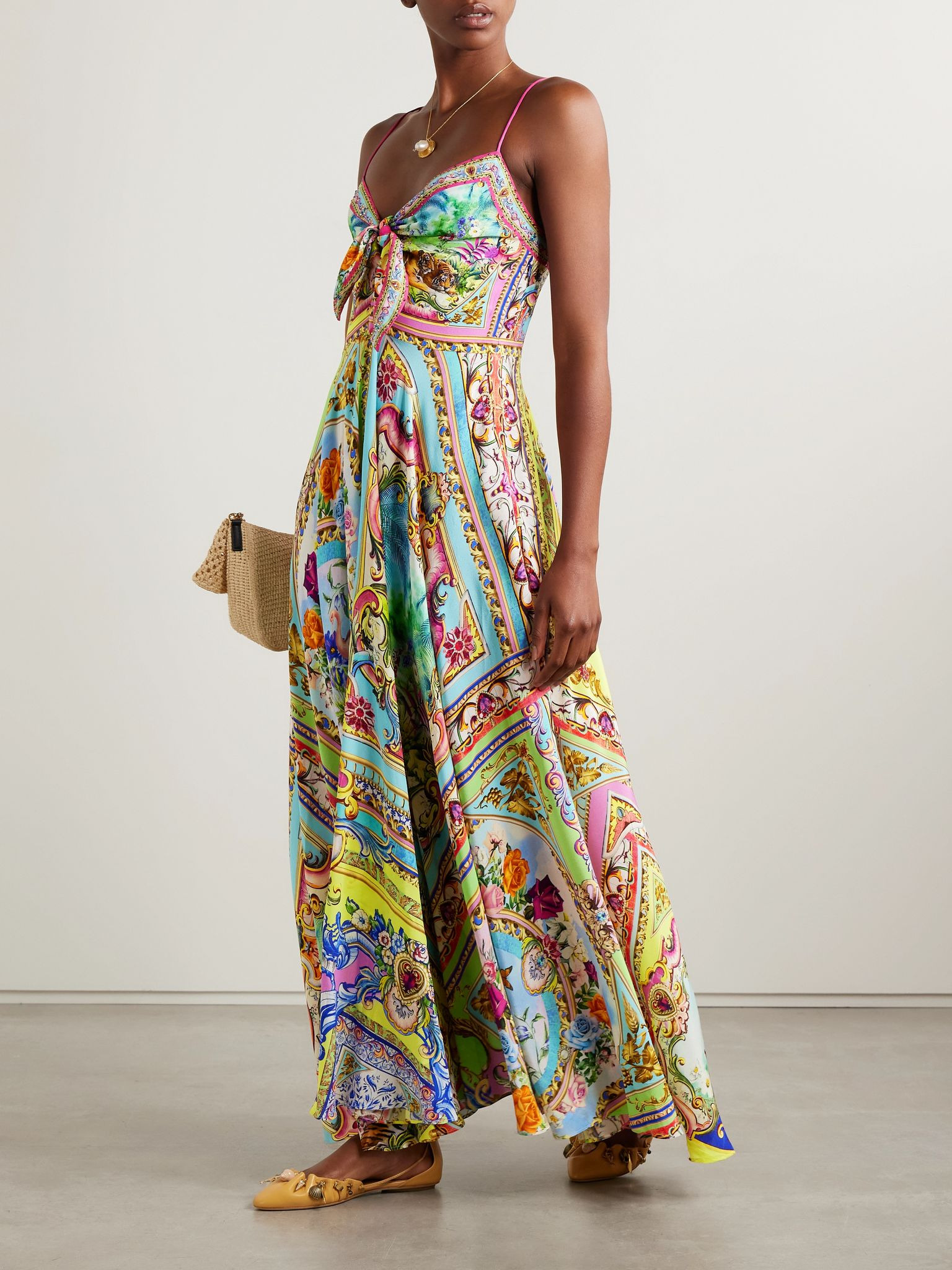 Crystal-embellished printed silk crepe de chine maxi dress Multi - 2