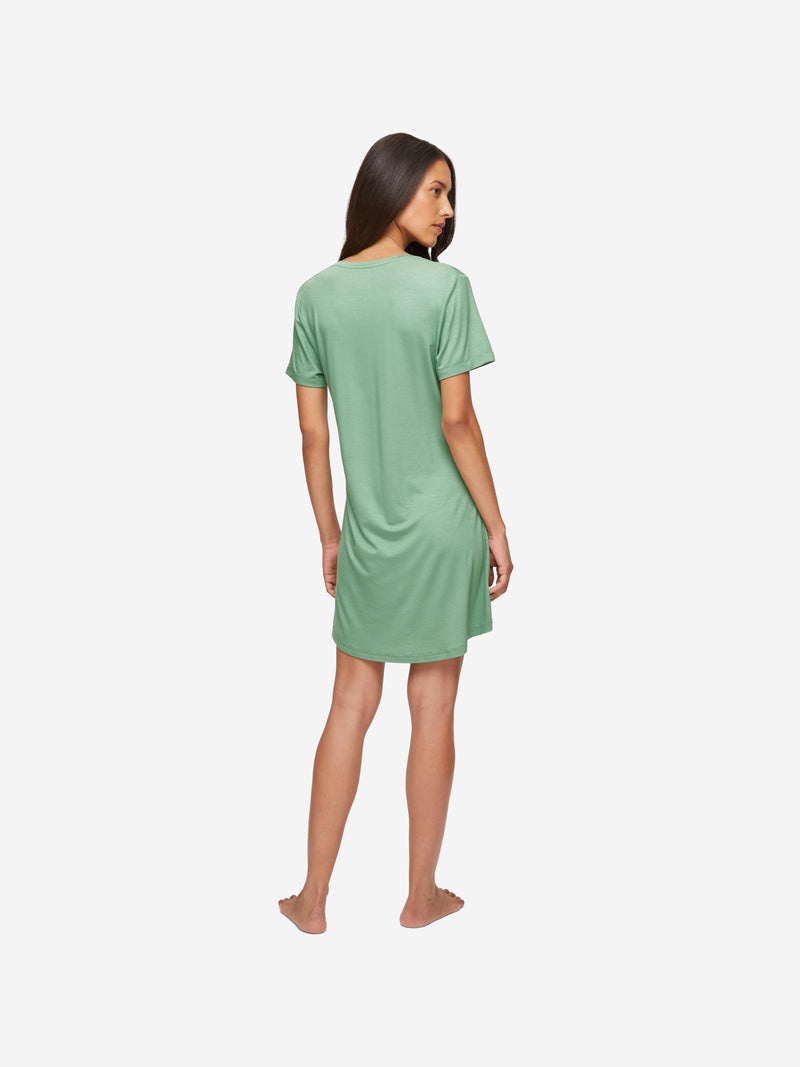 Women's V-Neck Sleep T-Shirt Lara Micro Modal Stretch Sage Green - 5