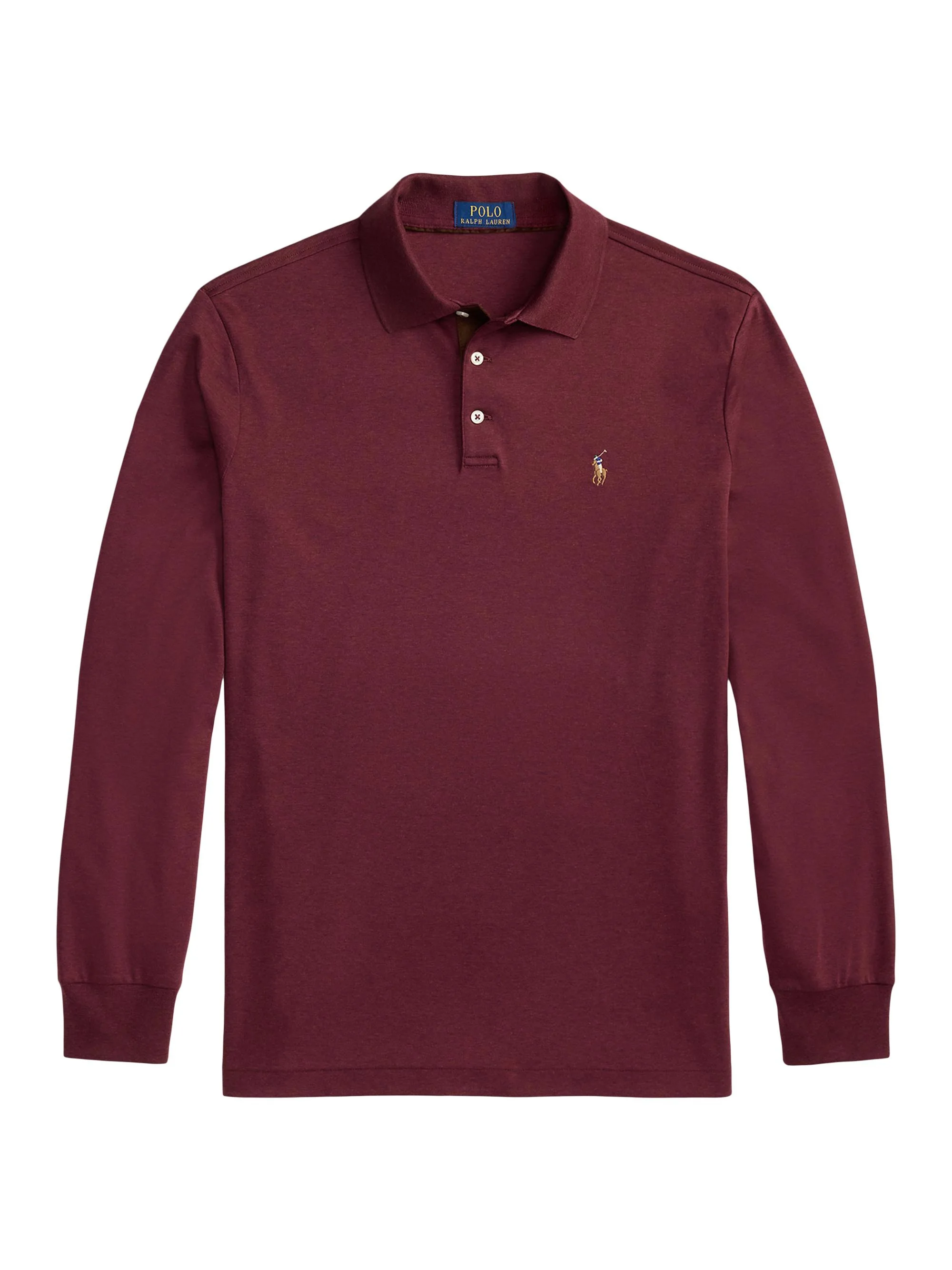 Men's Cotton Long-Sleeve Polo Shirt - Spring Wine Heather - 1