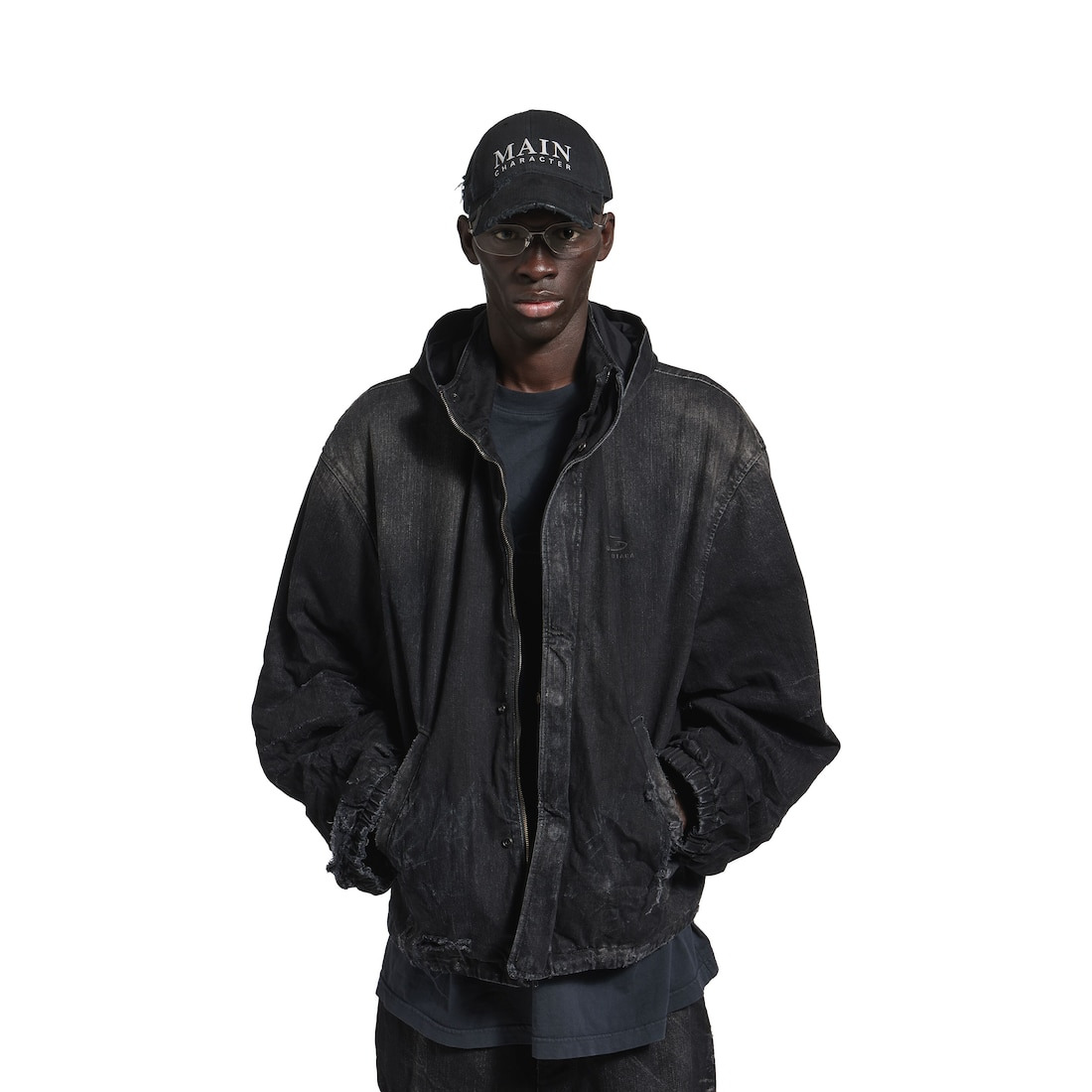 Men's Hooded Workwear Jacket in Black - 5