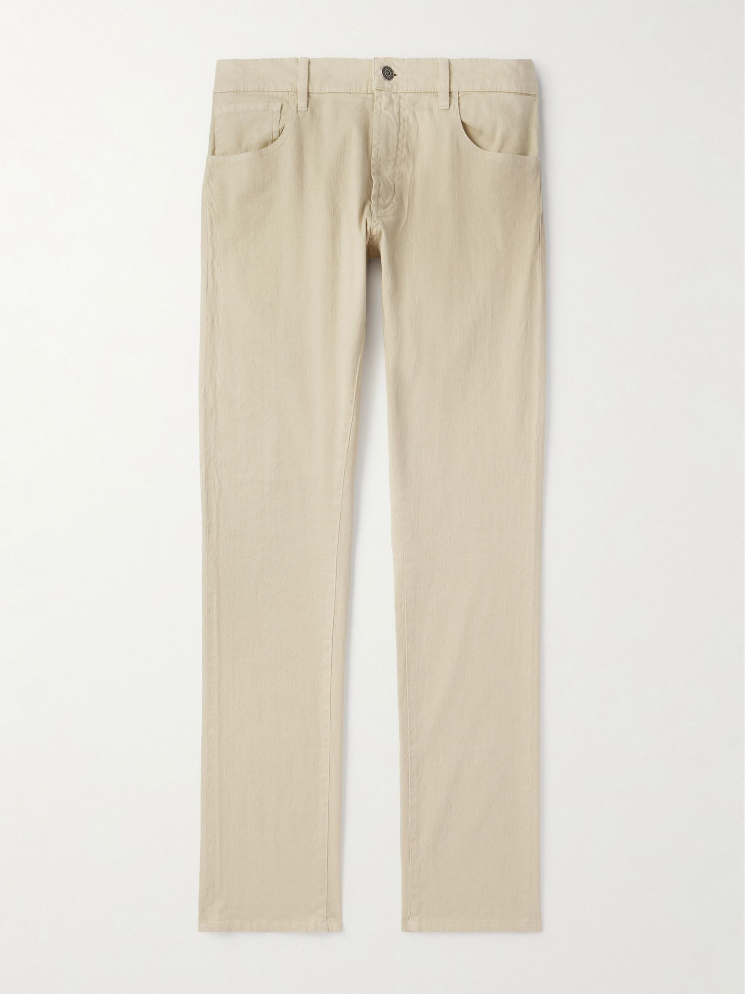 Slim-Leg Twill Trousers Neutral - 1