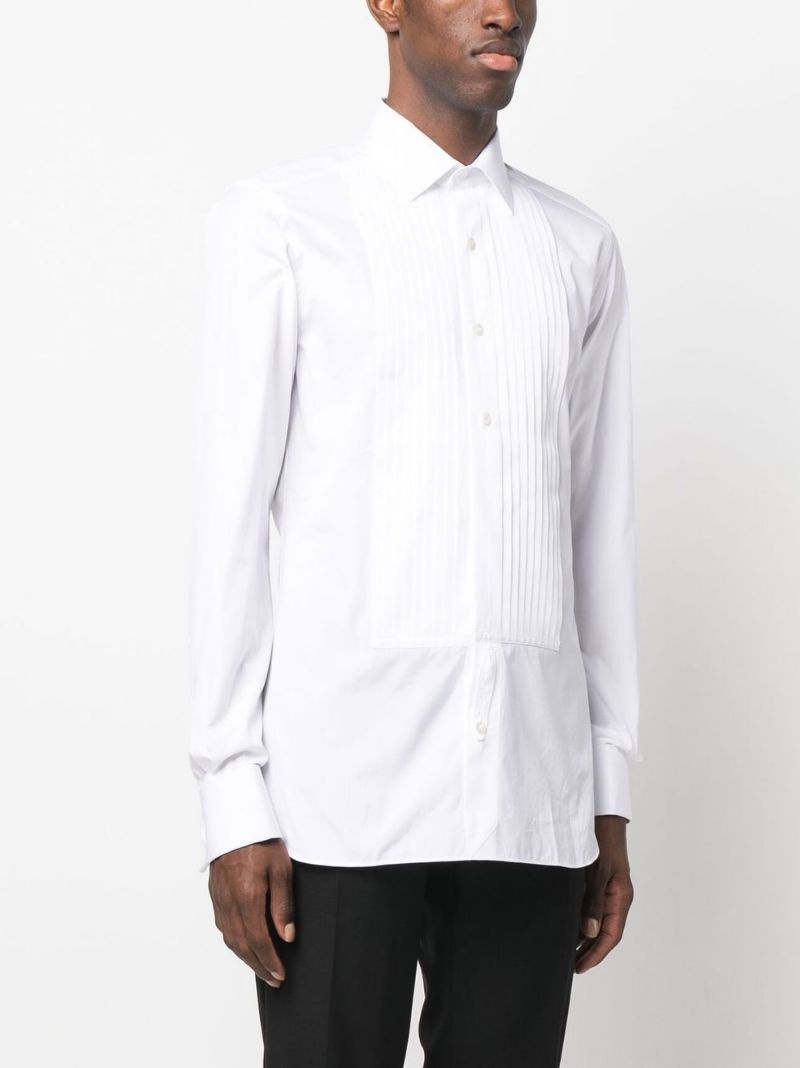 pleat-detail cotton shirt - 3