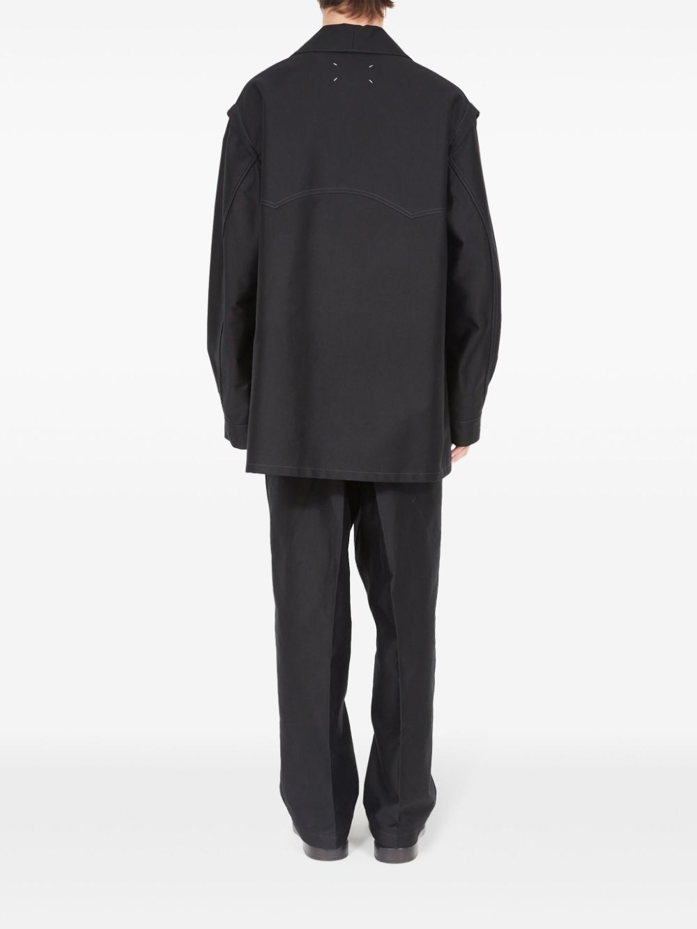 satin cotton pointed-collar shirt - 4