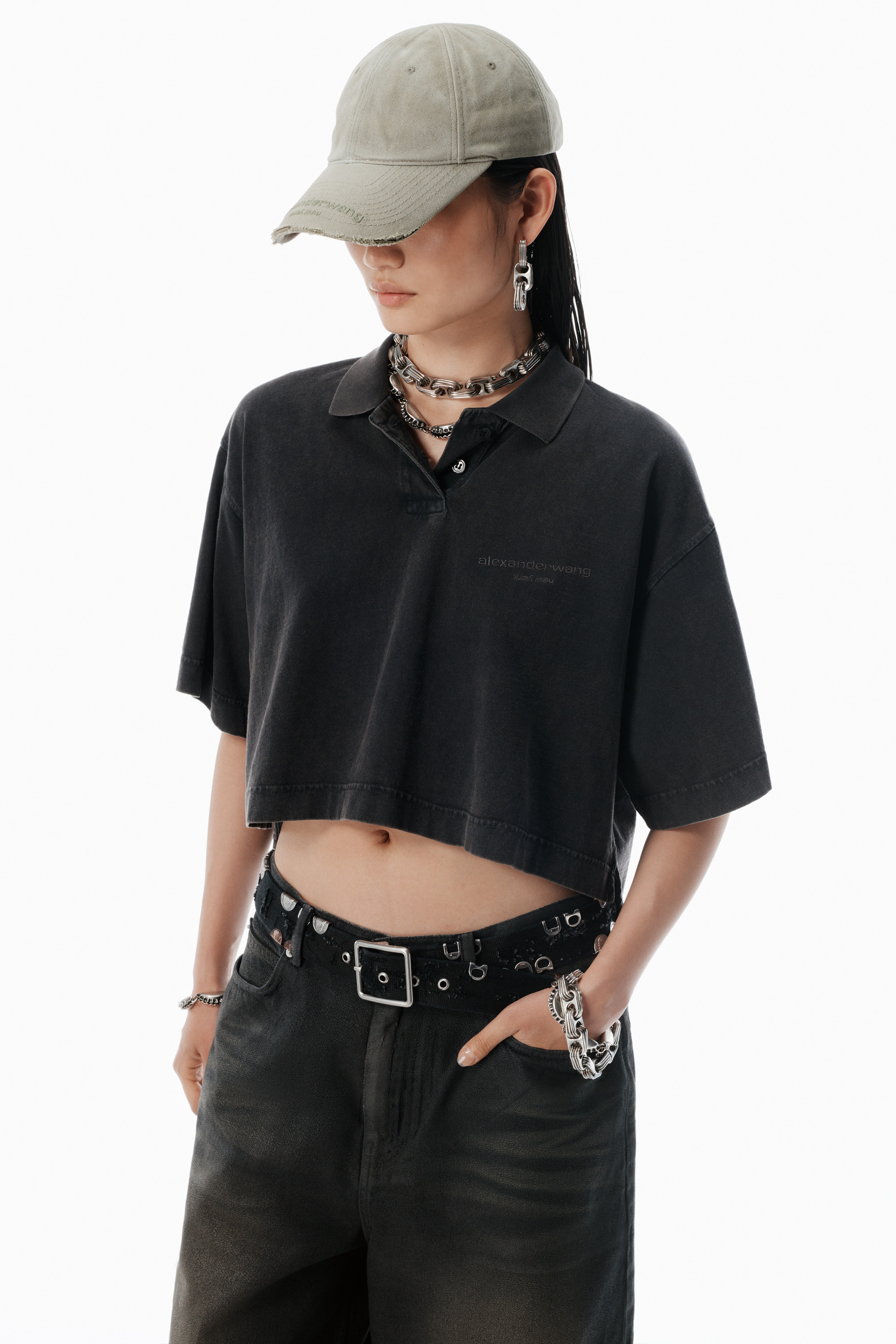 Black Logo Cropped Jersey Tee - 3