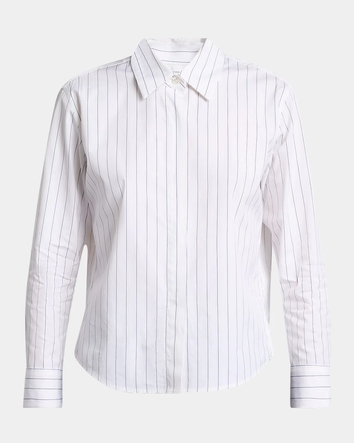 3/4-Sleeve Striped Cotton Button-Down Shirt - 1