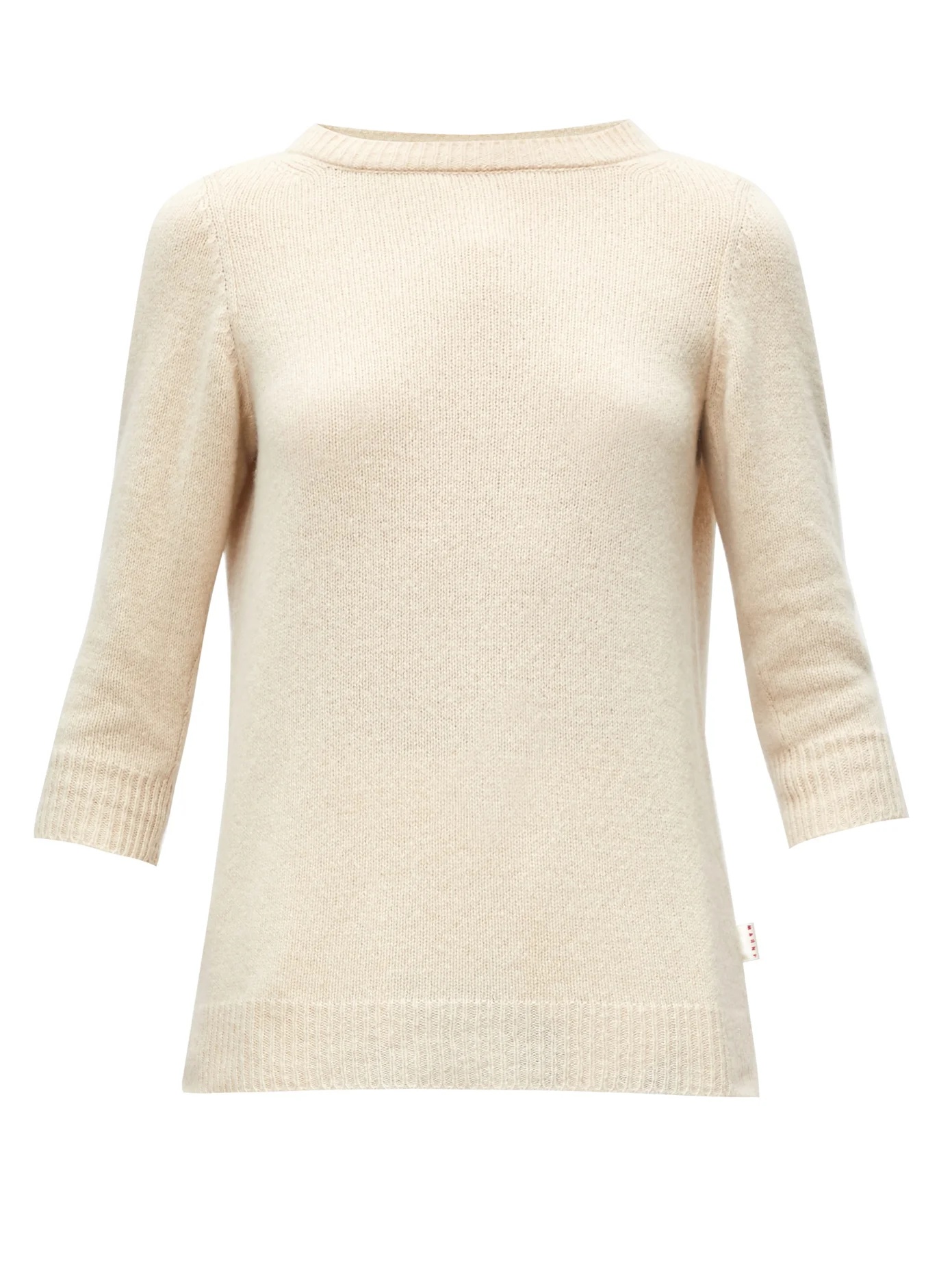 Boat-neck crop-sleeved sweater - 1