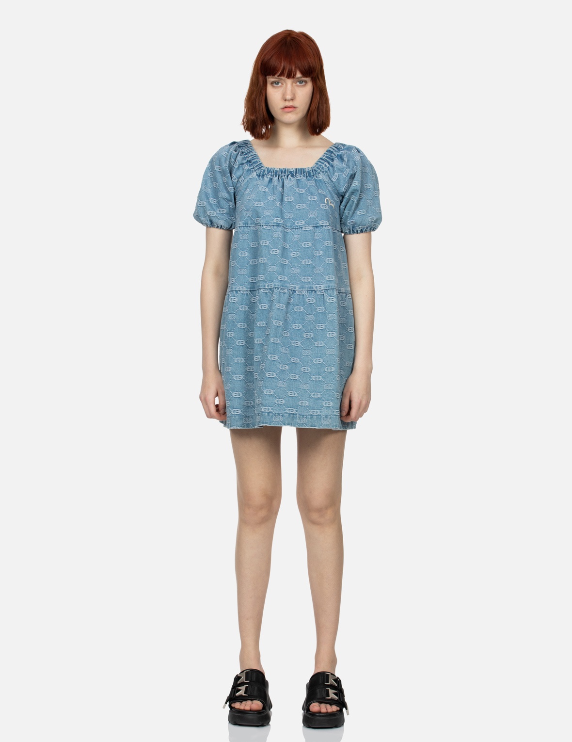 ALLOVER LOGO JACQUARD FASHION FIT DENIM DRESS - 5