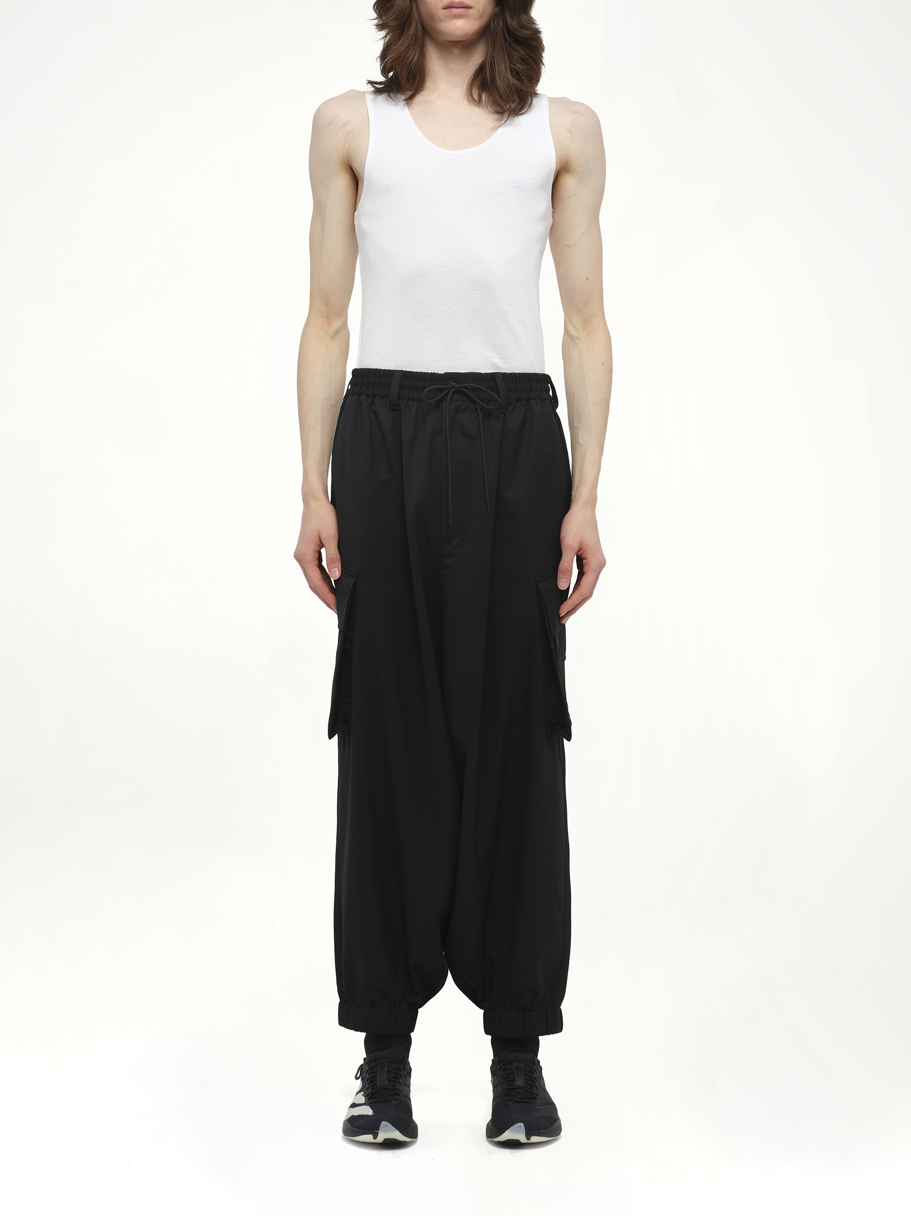 Refined Wool Cargo Pants in Black - 7