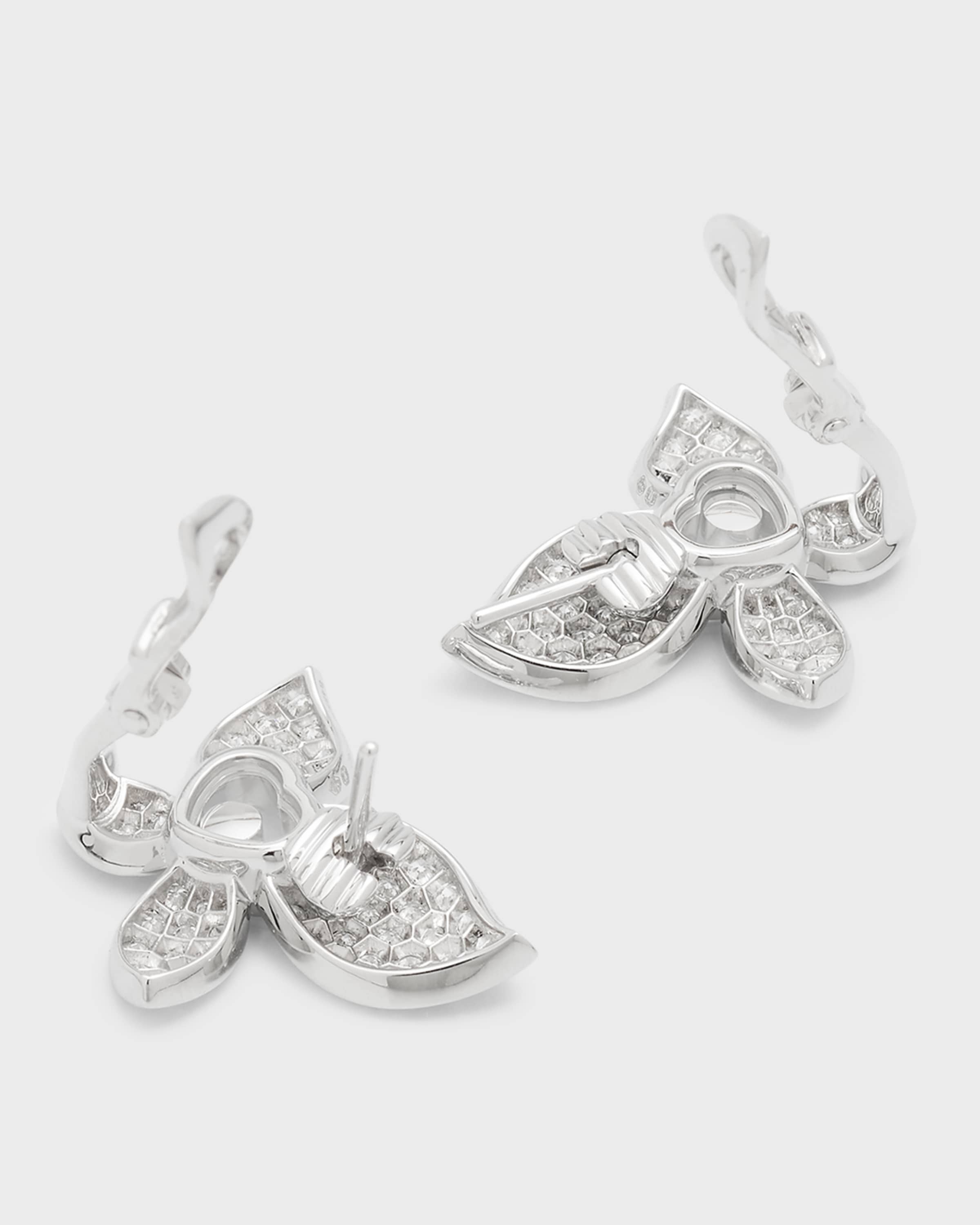 Happy Butterfly 18K White Gold Diamond Earrings - 3