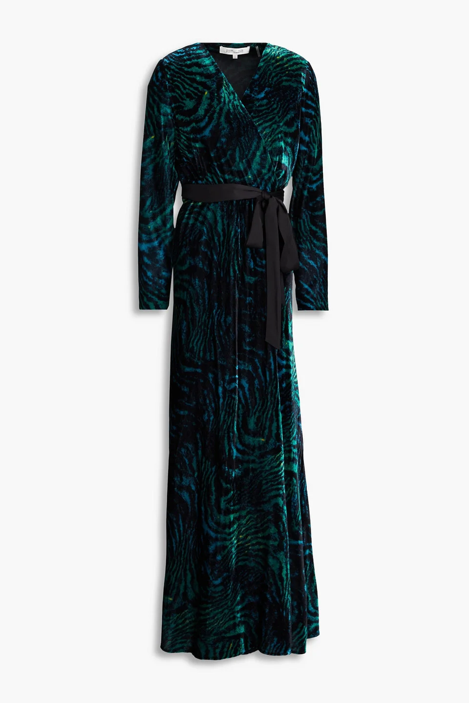 Jareth tiger-print velvet maxi wrap dress - 1