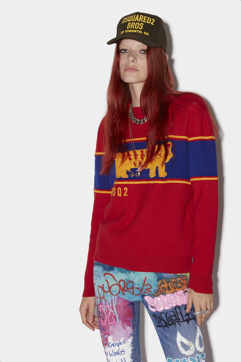 D2 TIGER ROUND NECK SWEATER - 1