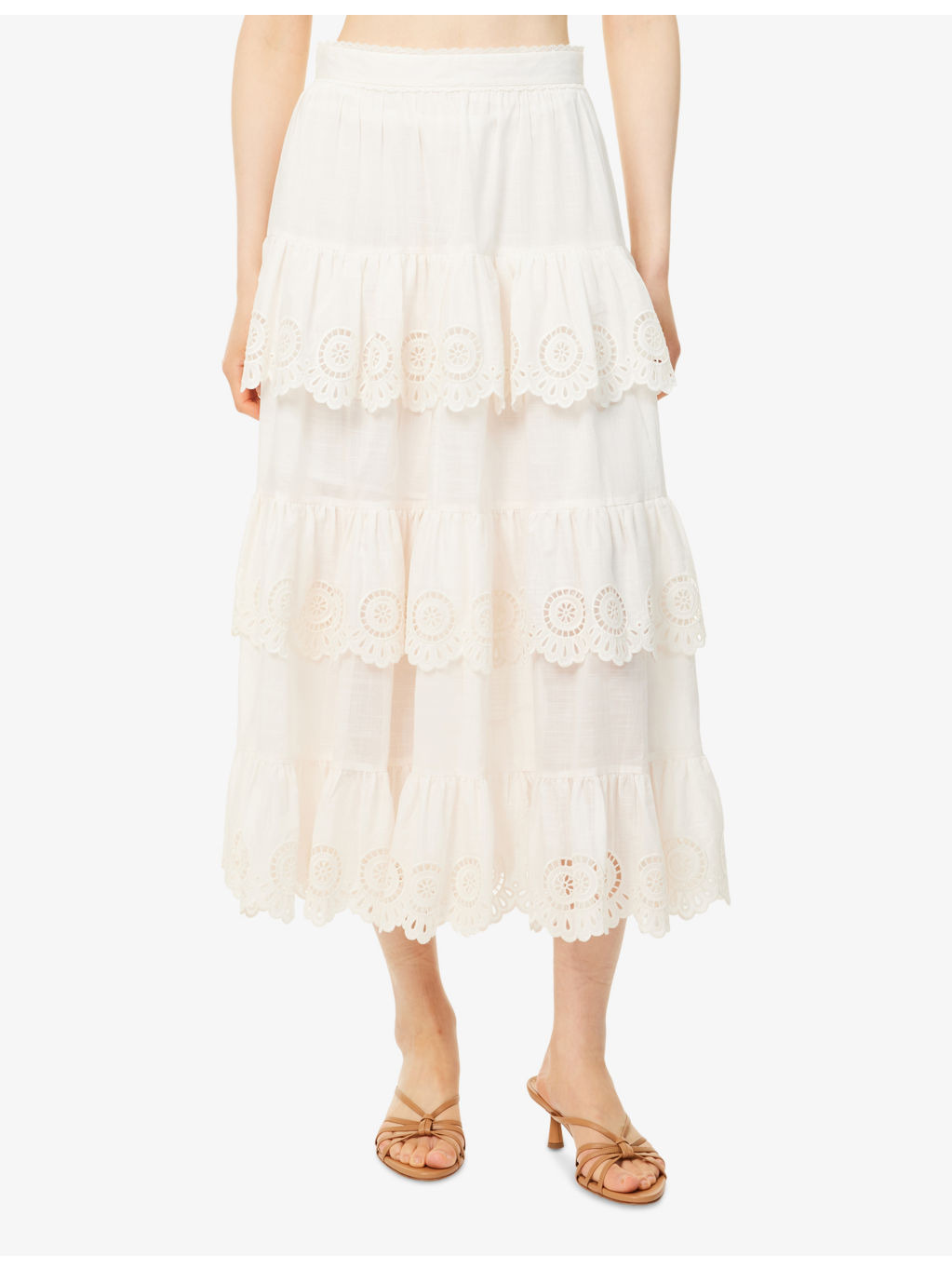 Lucky Embroidered Cotton Midi Skirt - 3