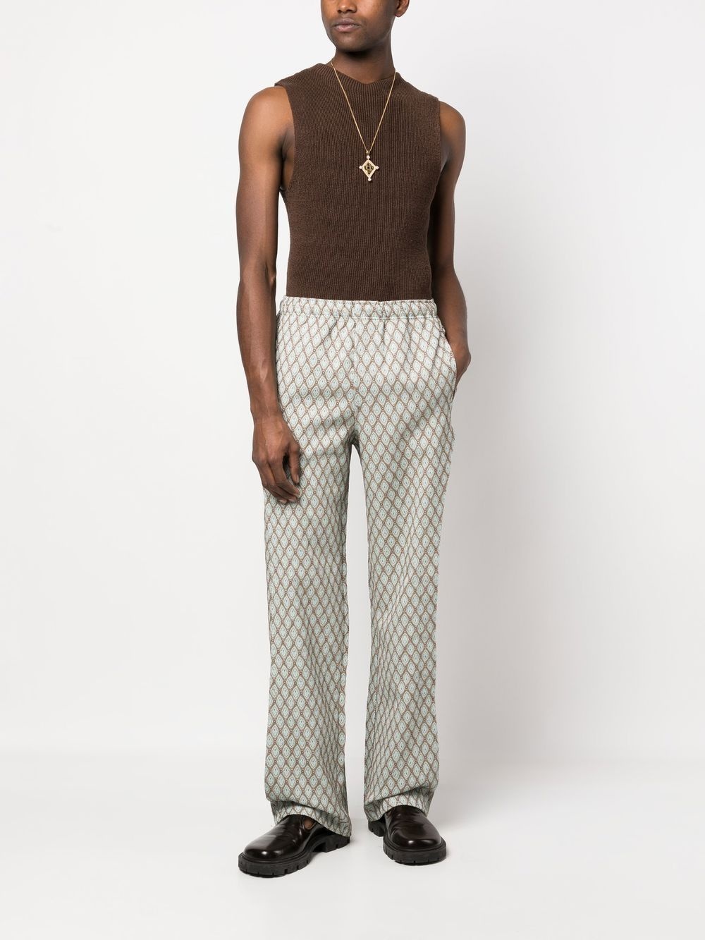 jacquard layered panel trousers - 2