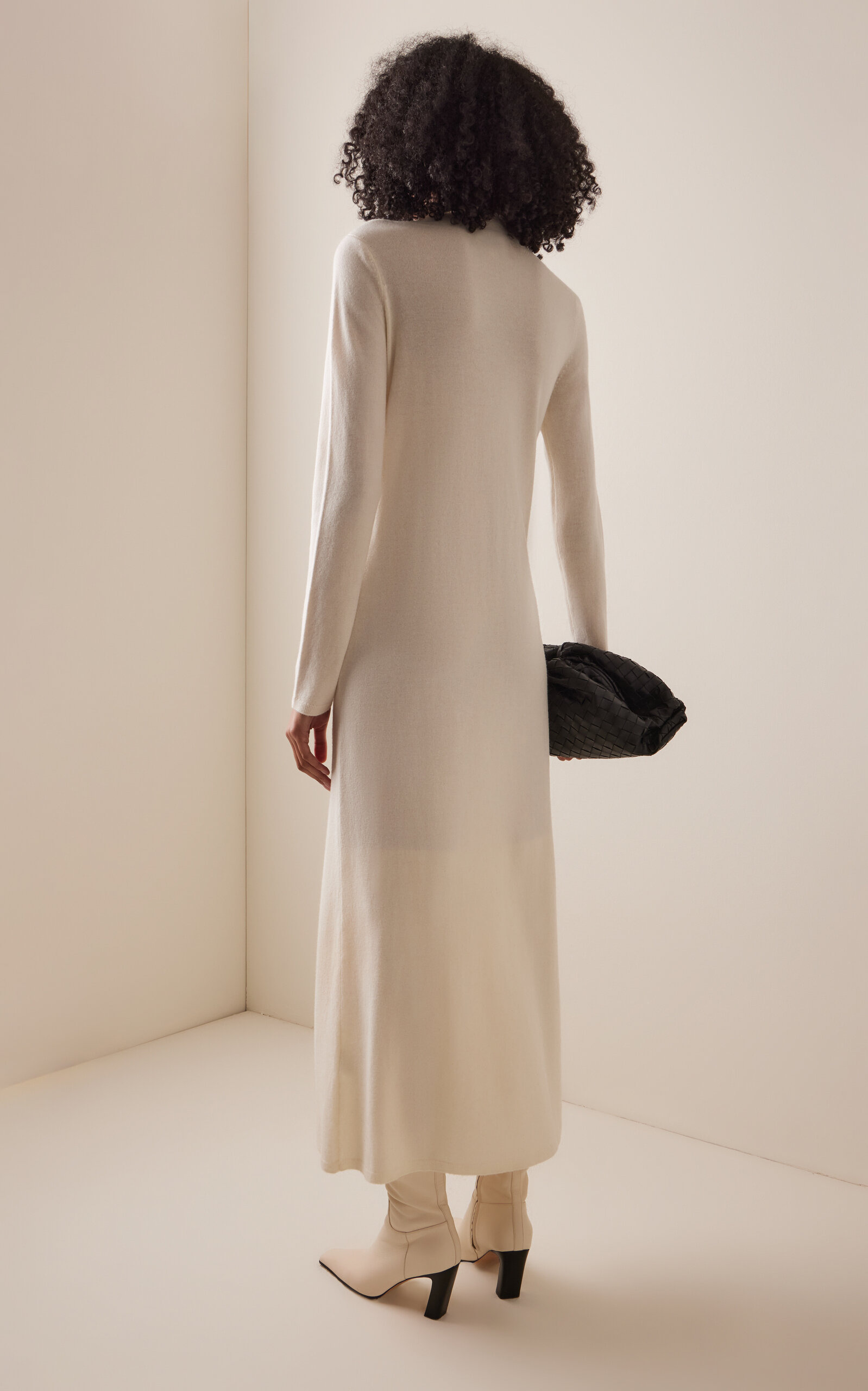 Lucero Draped Wool-Cashmere Knit Dress ivory - 4