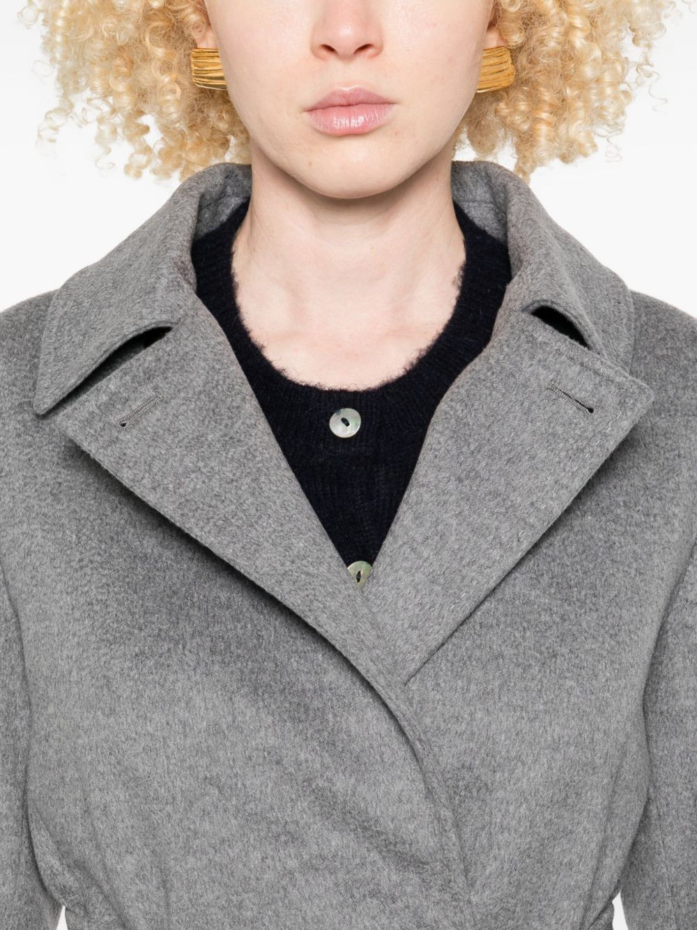 belted double-breasted coat - 5