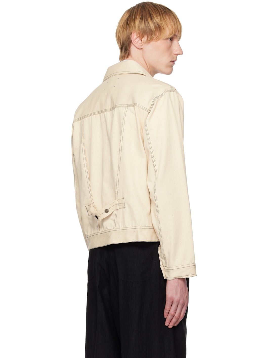 Beige Beadwork Cropped Jacket - 3
