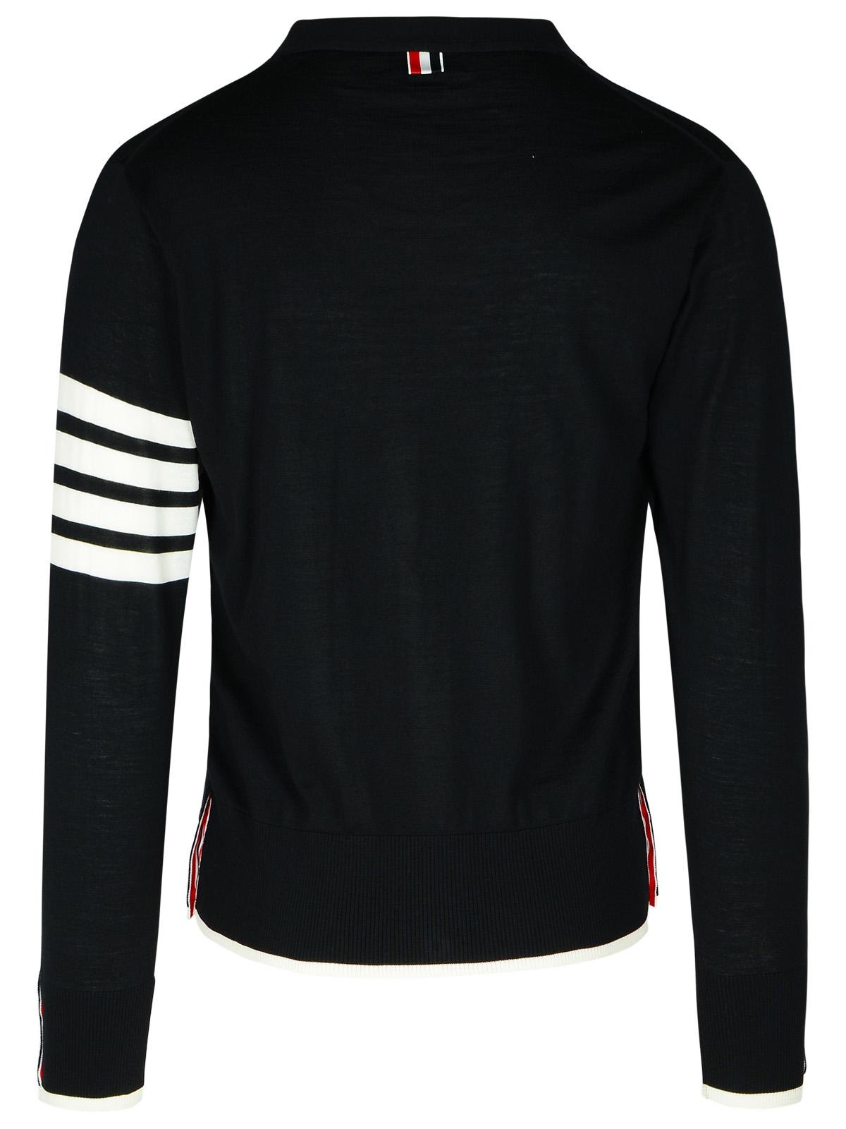 Thom Browne '4-Bar' Black Wool Cardigan Man - 3