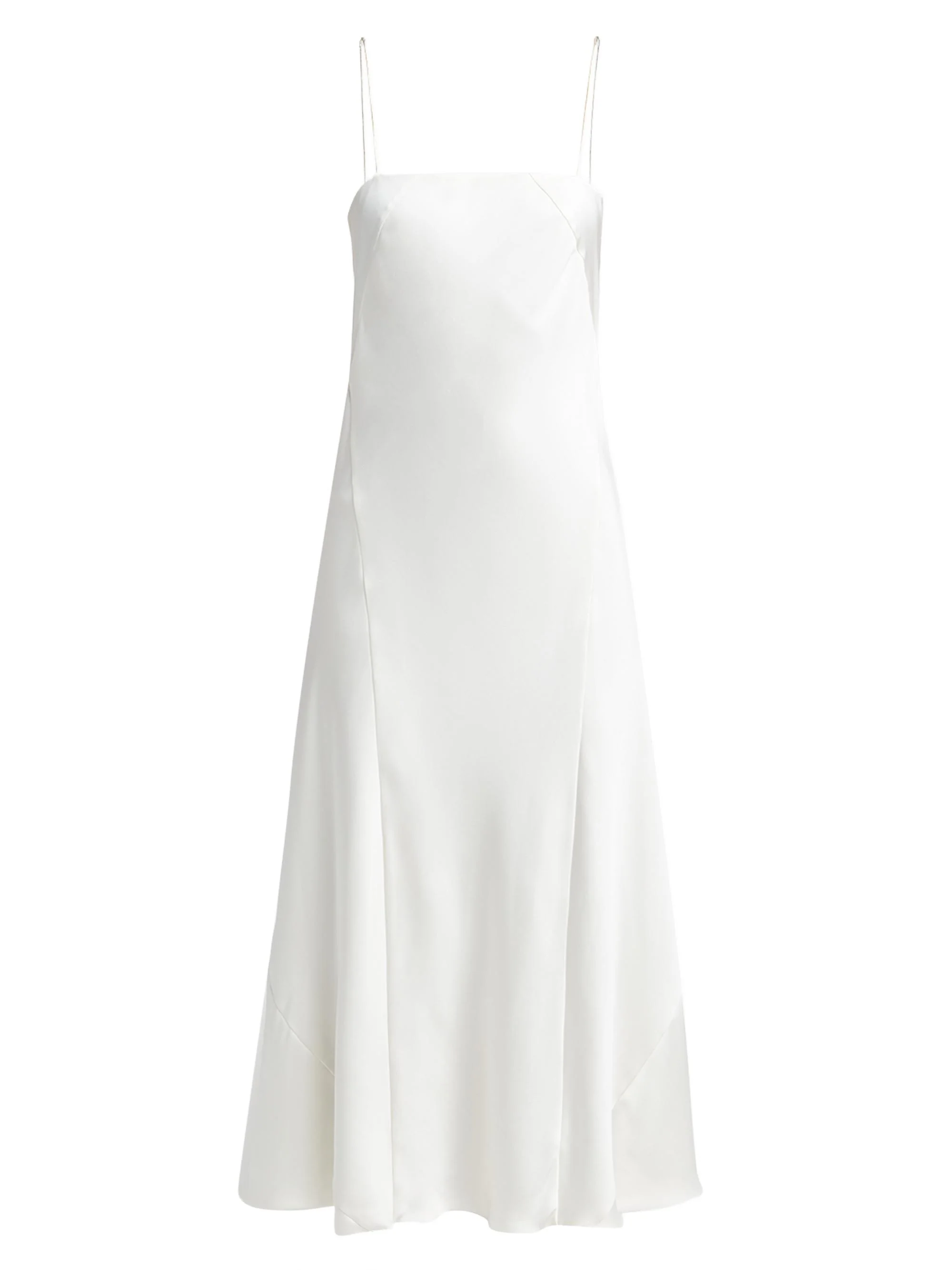 Women's Silk Square-Neck A-Line Midi-Dress - White - 1