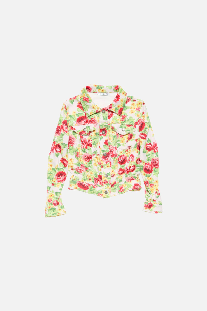 Printed stretch denim jacket - Pink/multi 4