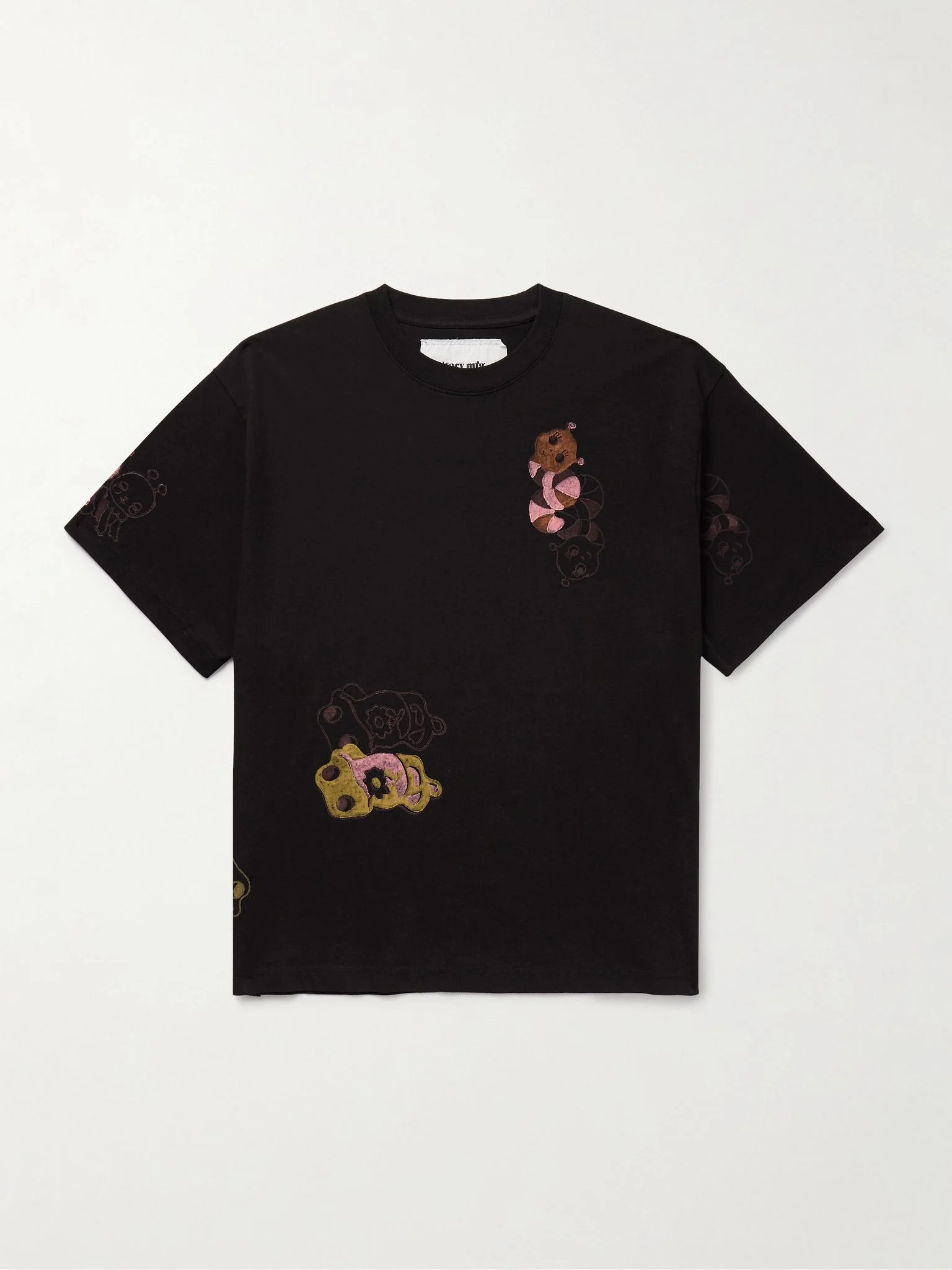 Grateful Printed Organic Cotton-Jersey T-Shirt Black - 1