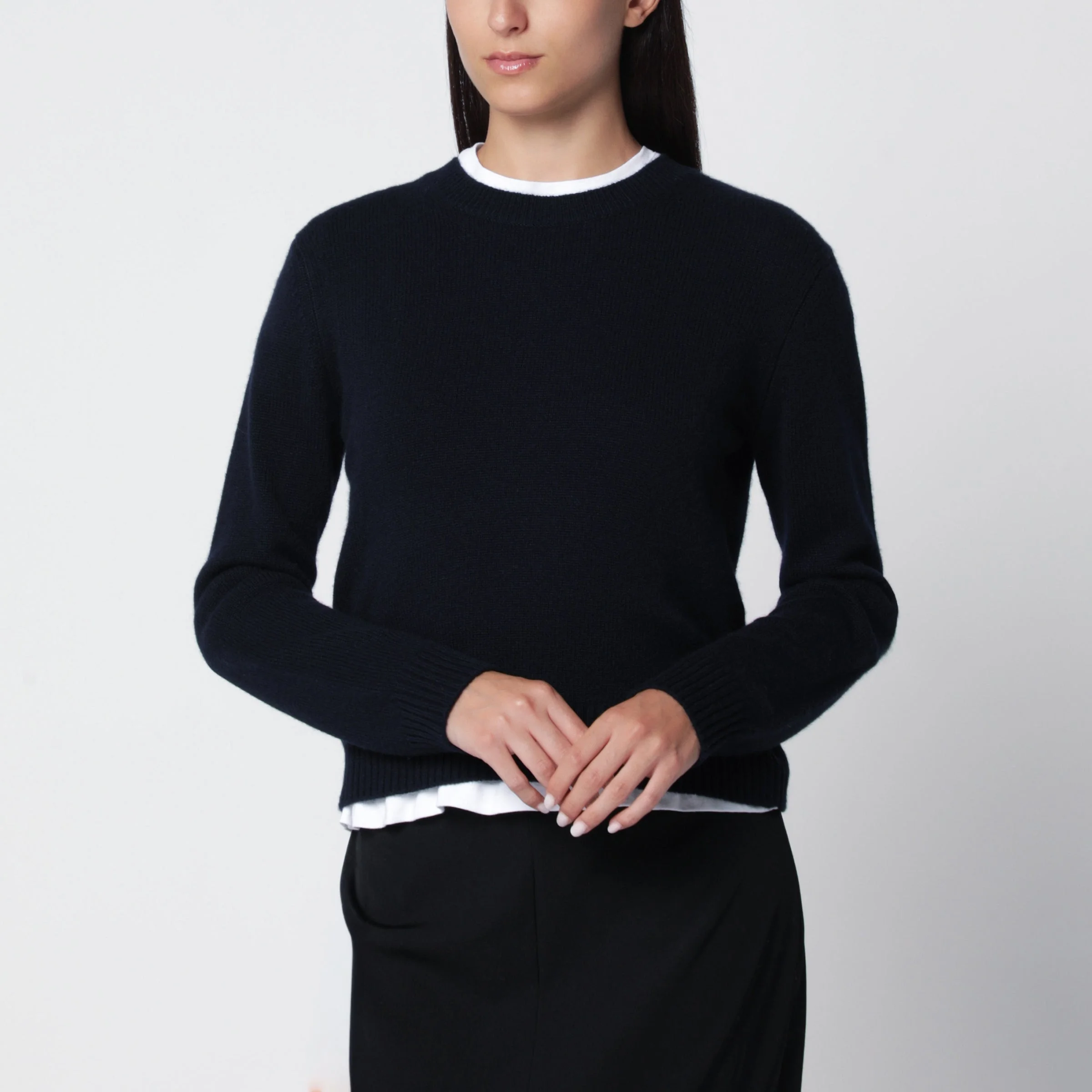 Mable crew-neck sweater in navy cashmere - 1