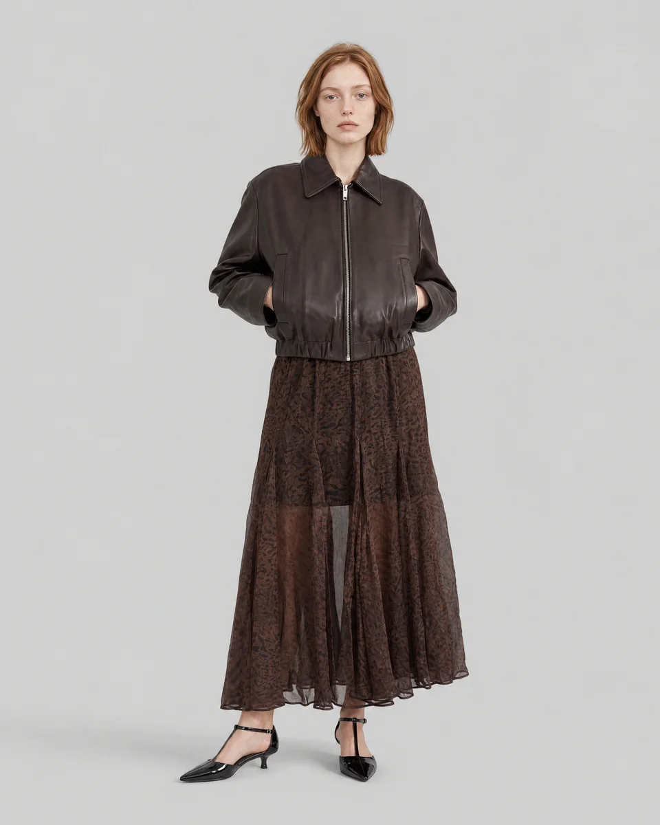 LONG LEOPARD-PRINT SKIRT - 1