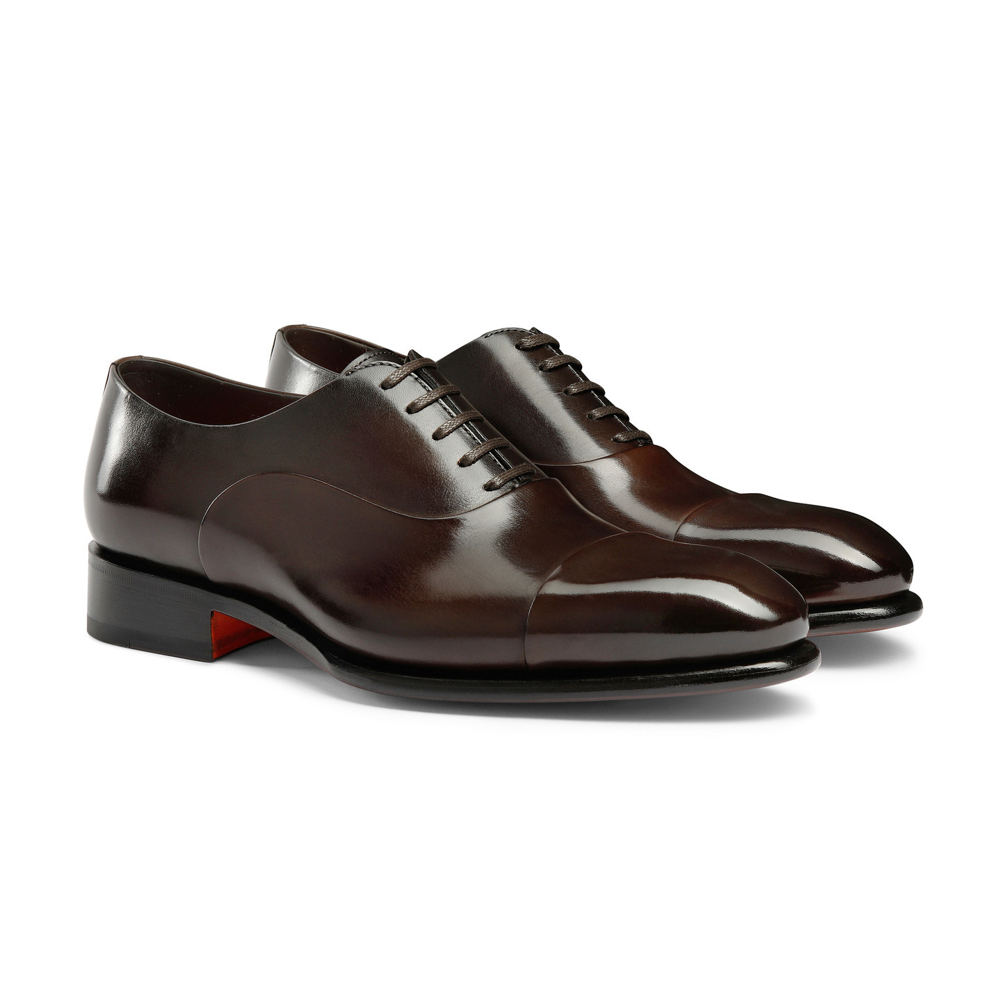 Men's polished brown leather Oxford shoe - 3