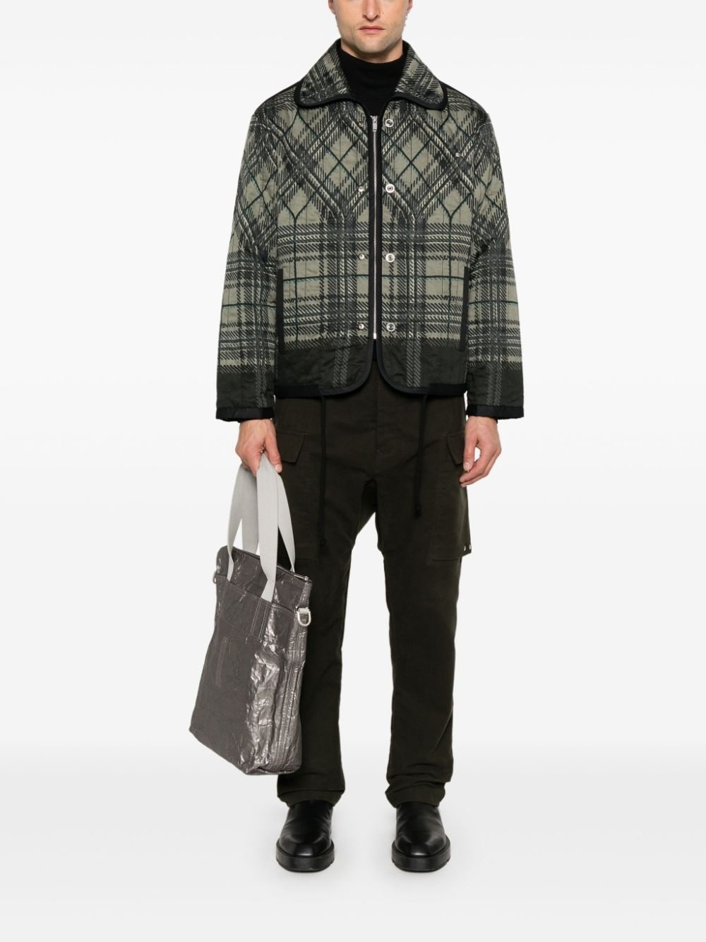 plaid-check quilted jacket - 2