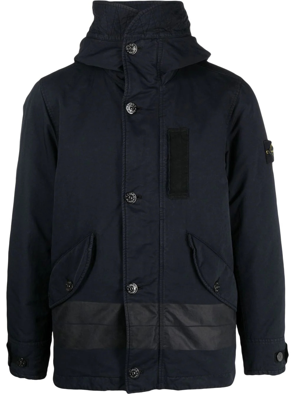 logo-patch sleeve hooded jacket - 1