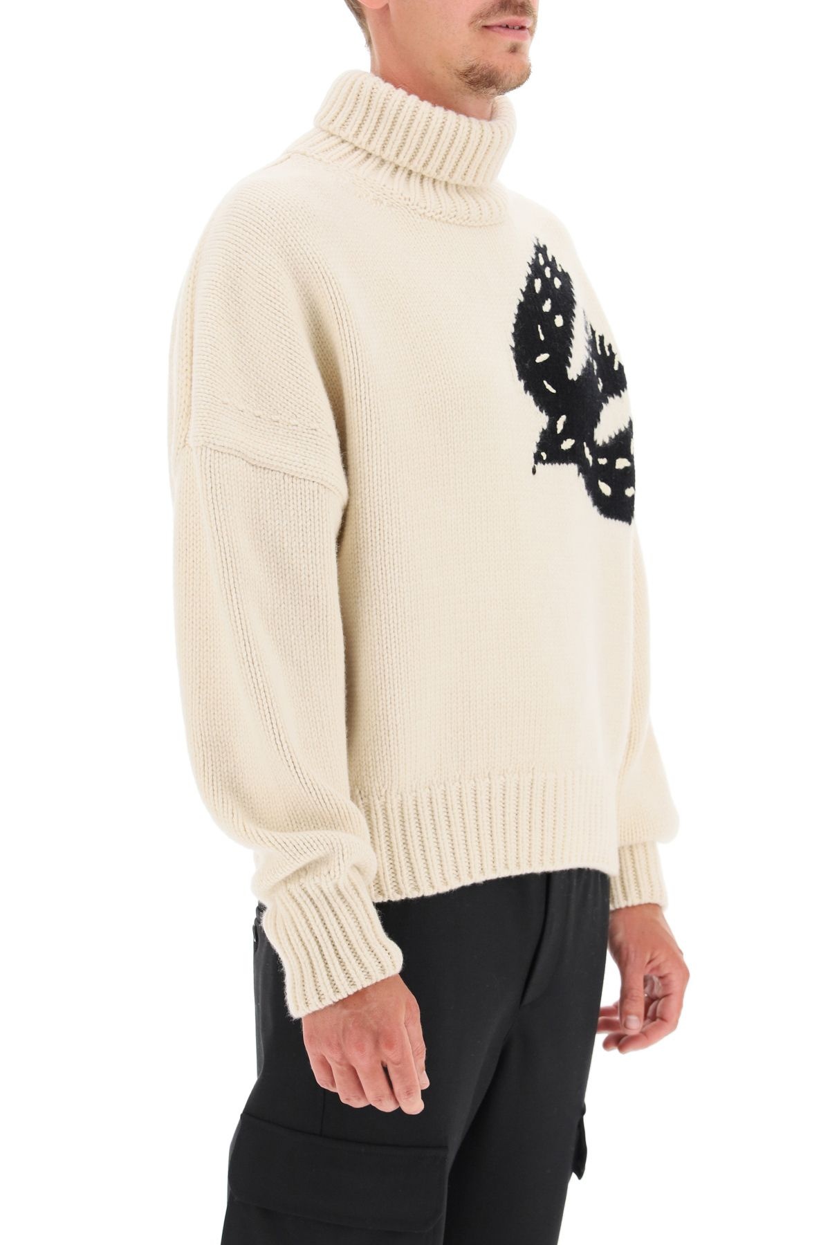 CABLE KNIT SWEATER WITH SYMBOL - 3