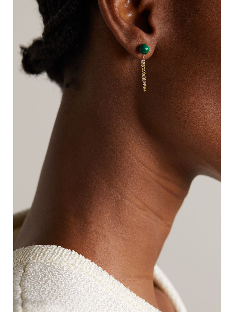 MATEO 14-karat gold malachite earrings Green outlook