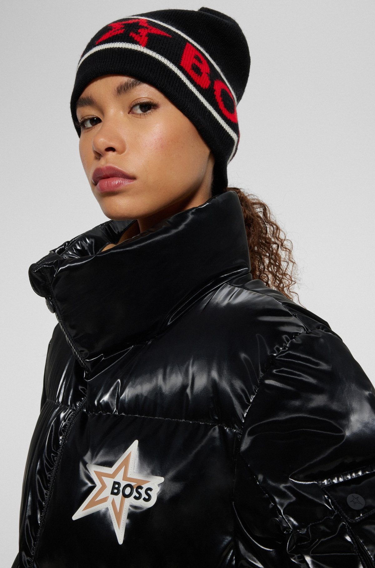 BOSS X PERFECT MOMENT WOOL BEANIE HAT WITH LOGO INTARSIA - 3