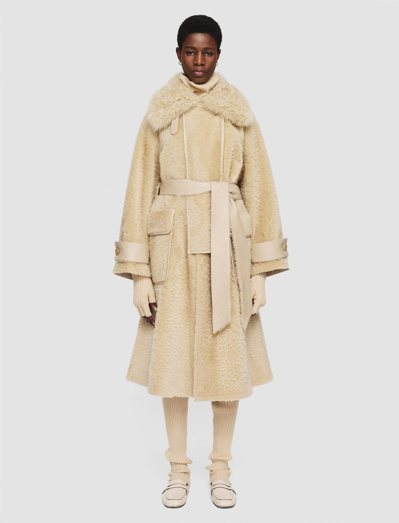 JOSEPH Textured Shearling Denis Coat outlook