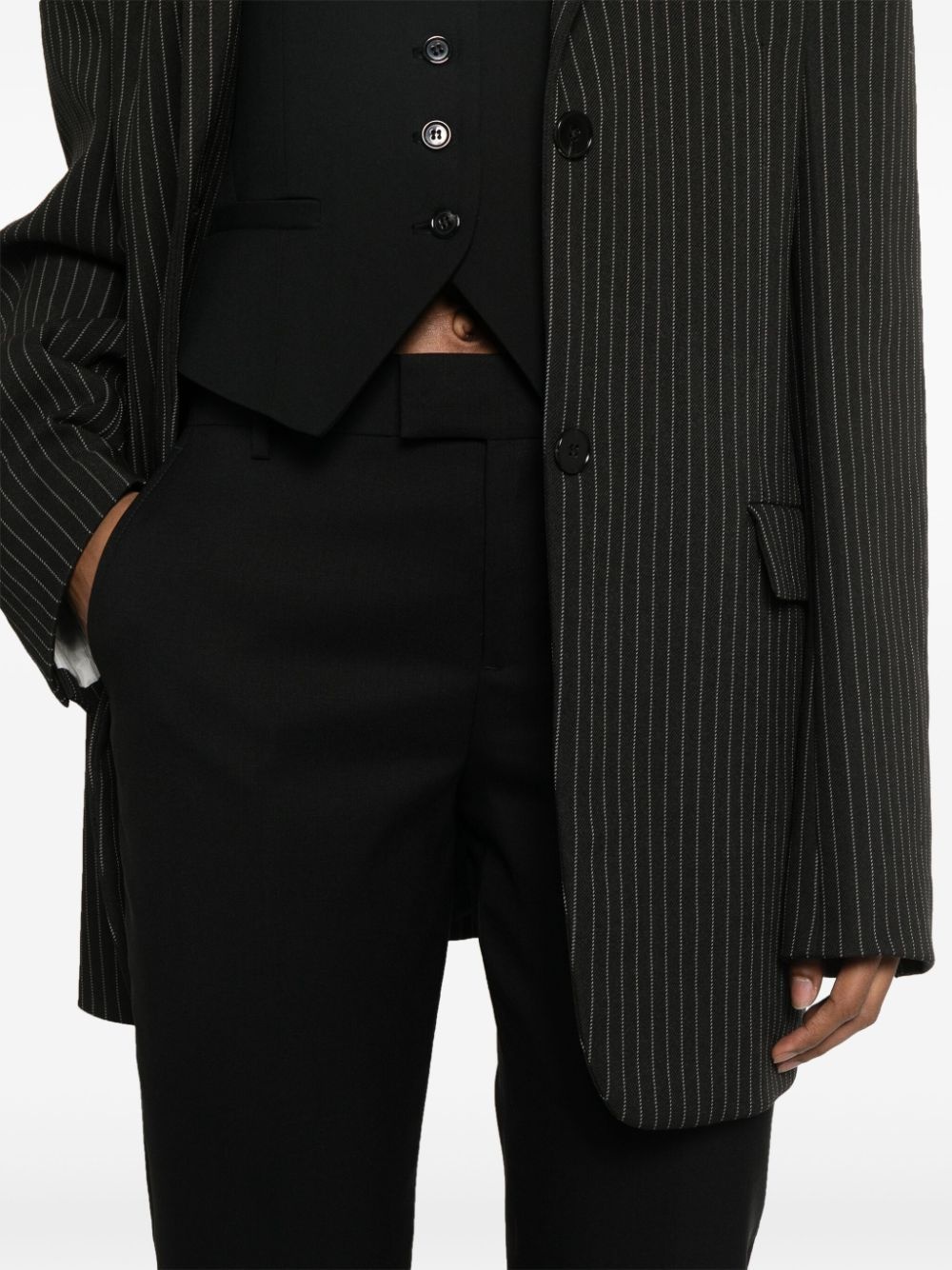 high-waist tapered-leg trousers - 5