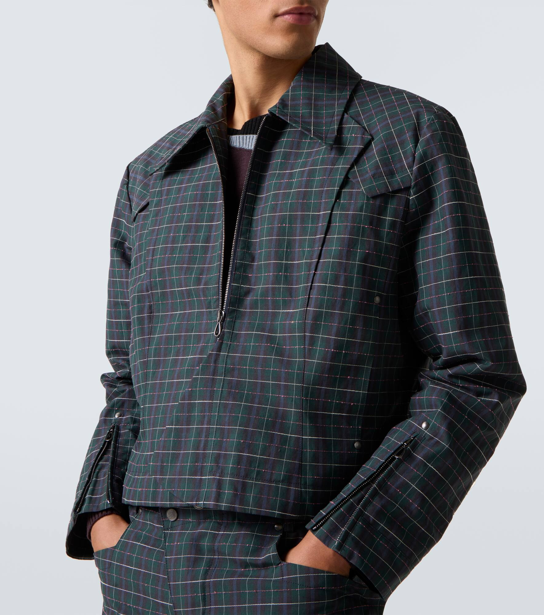 Kraner checked cropped cotton-blend blouson - 5