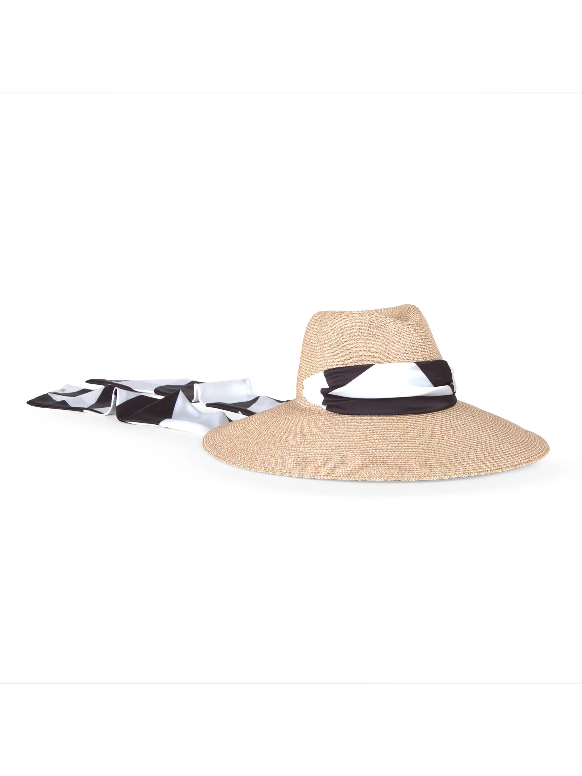 Women's Cassidy Scarf-Detail Packable Wide-Brim Fedora - Sand - 1