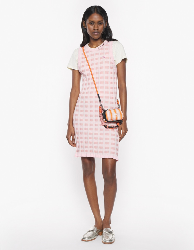 CHECKED RIBBED SHORT DRESS 3