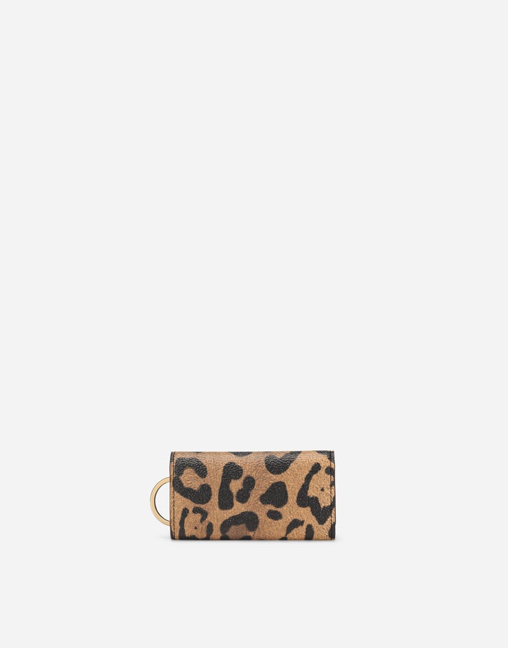 Leopard-print Crespo key chain with branded plate - 3